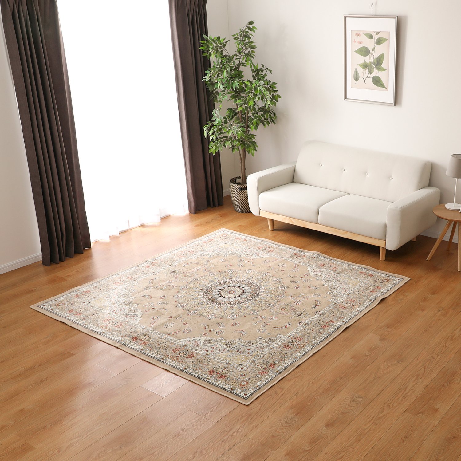 ＜１９０×１９０ｃｍ＞お手入れ簡単！ 洗える柔らかカーペット “オリエンタル” 