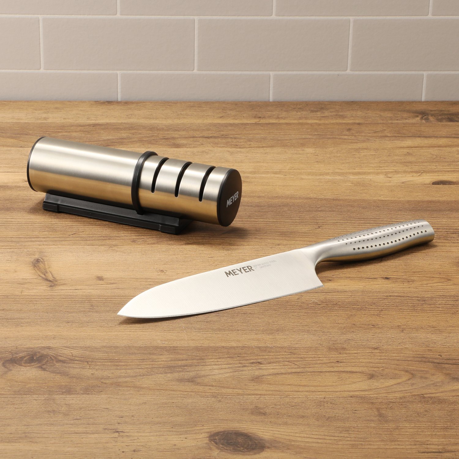 マイヤー ステンレスナイフ 三徳包丁＜１７．５ｃｍ＞ ＆シャープナーセット