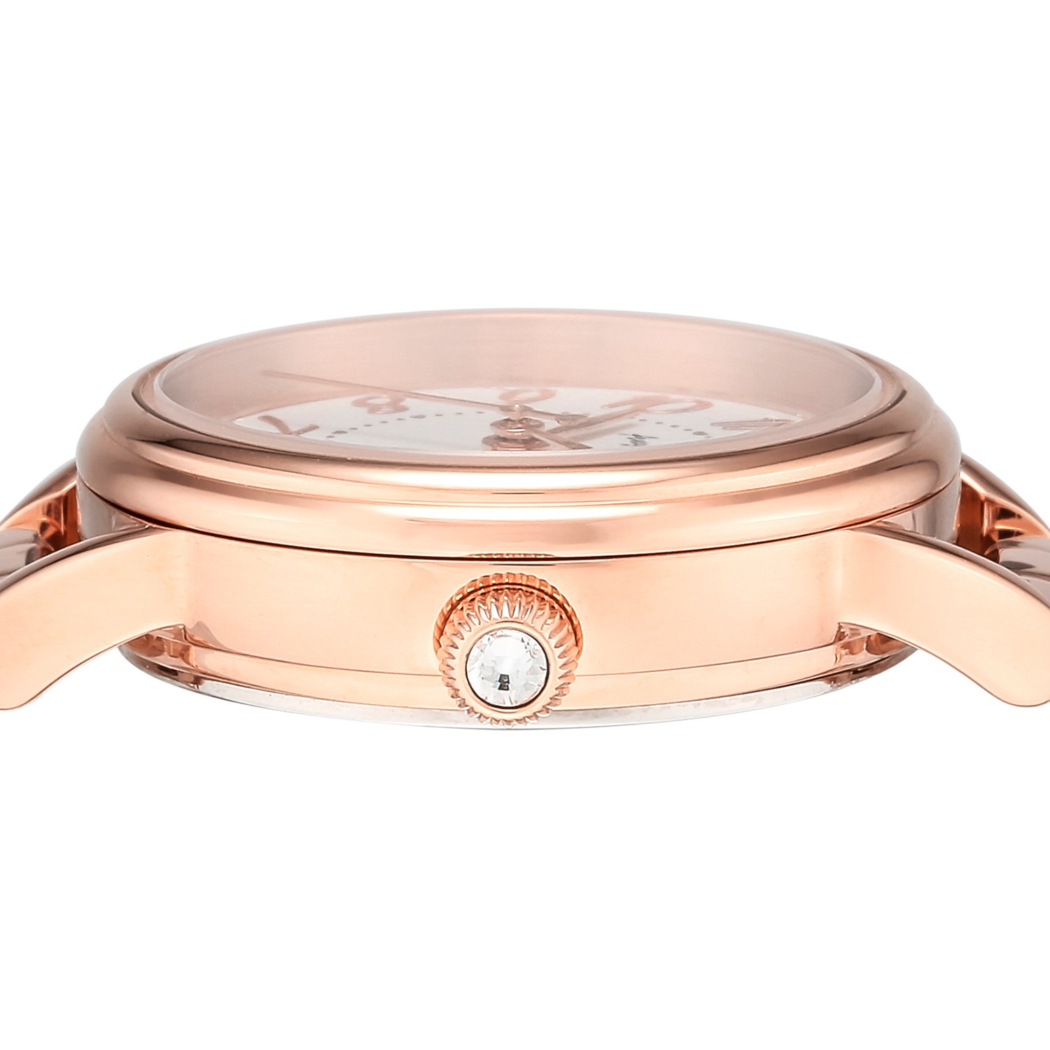 ＜ローズゴールドカラー＞ エンジェルハート ファーストスター クリスタルガラス ラウンドフェイス ソーラーウォッチ 