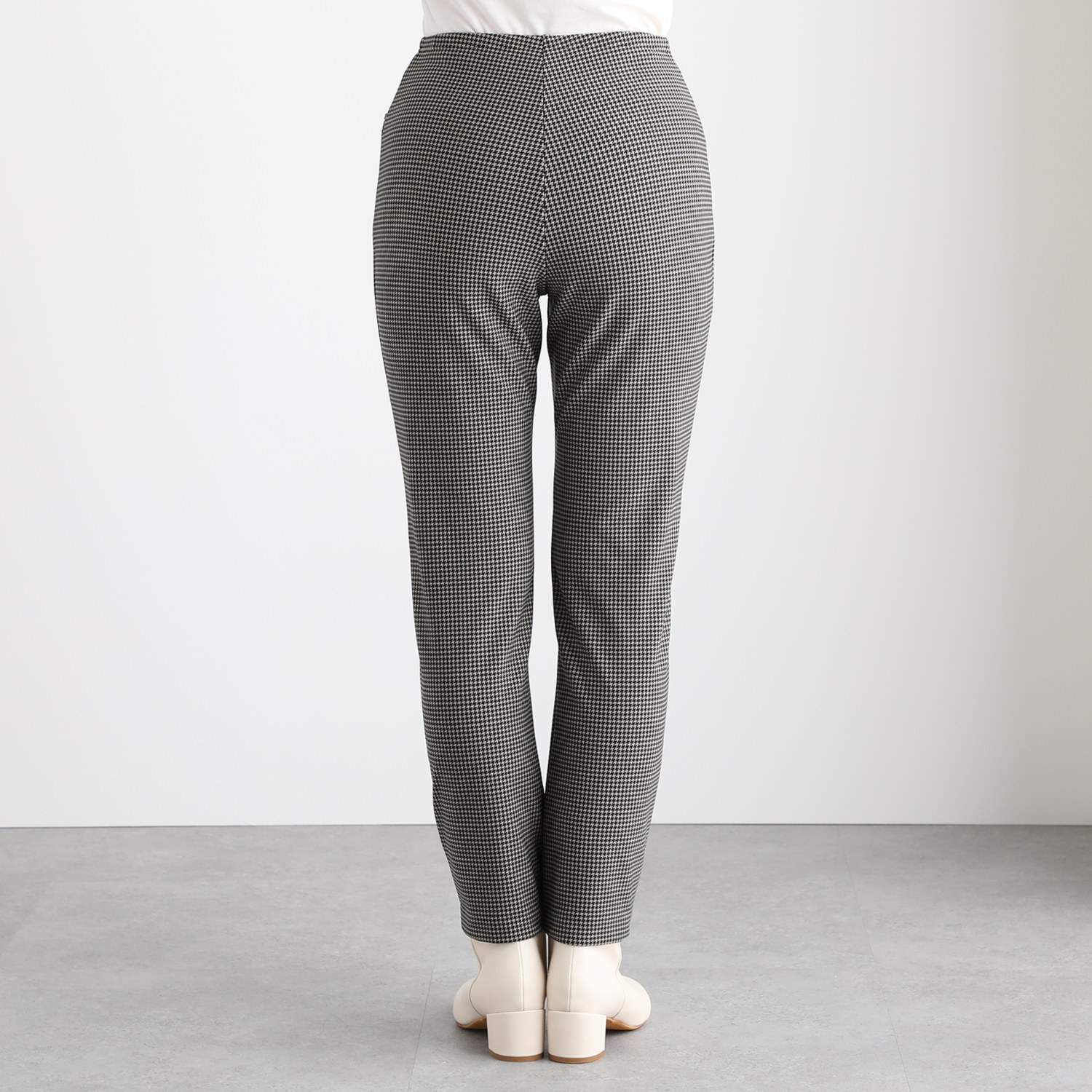 ピーツー 吸湿発熱・吸放湿 裏起毛 千鳥柄スリムパンツ