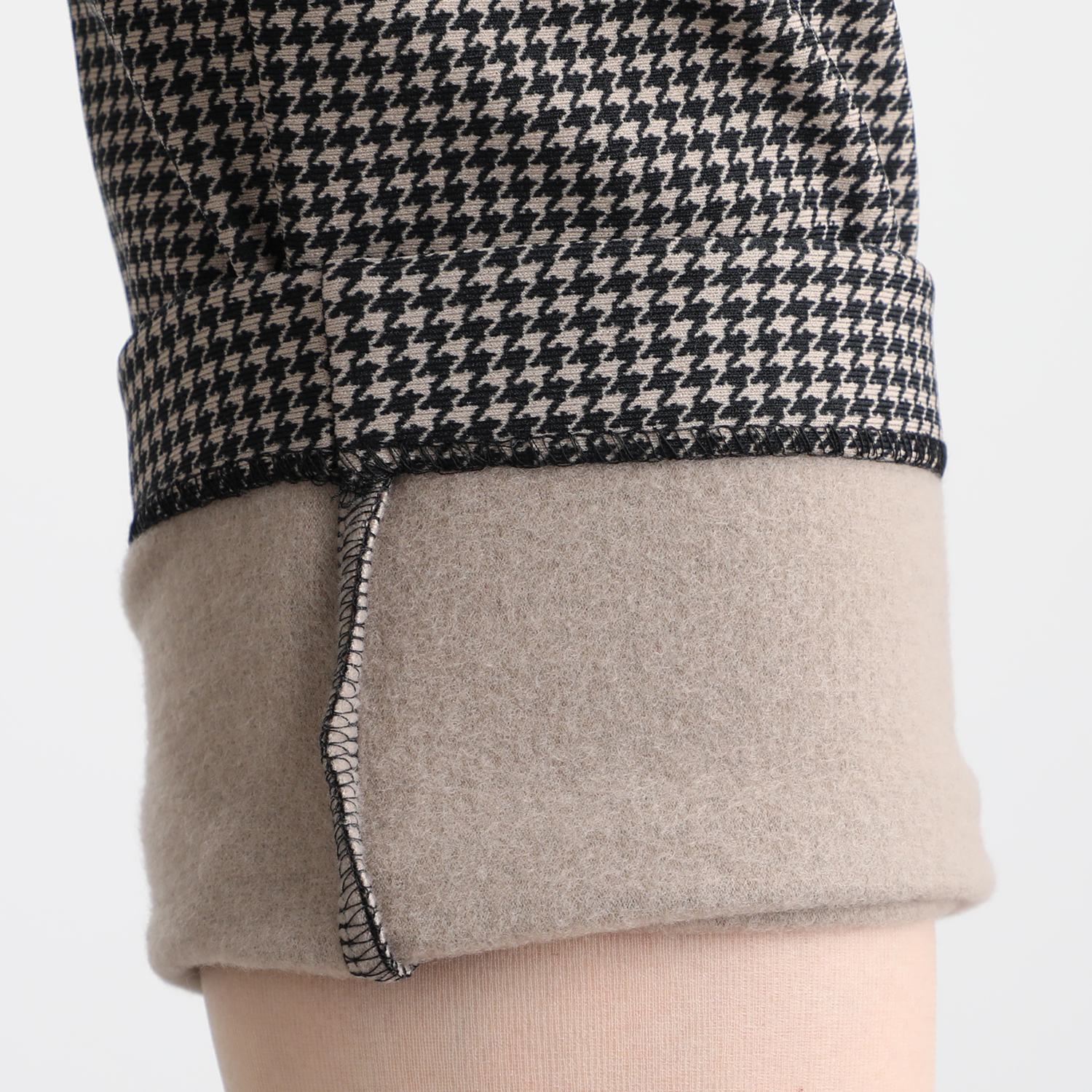ピーツー 吸湿発熱・吸放湿 裏起毛 千鳥柄スリムパンツ