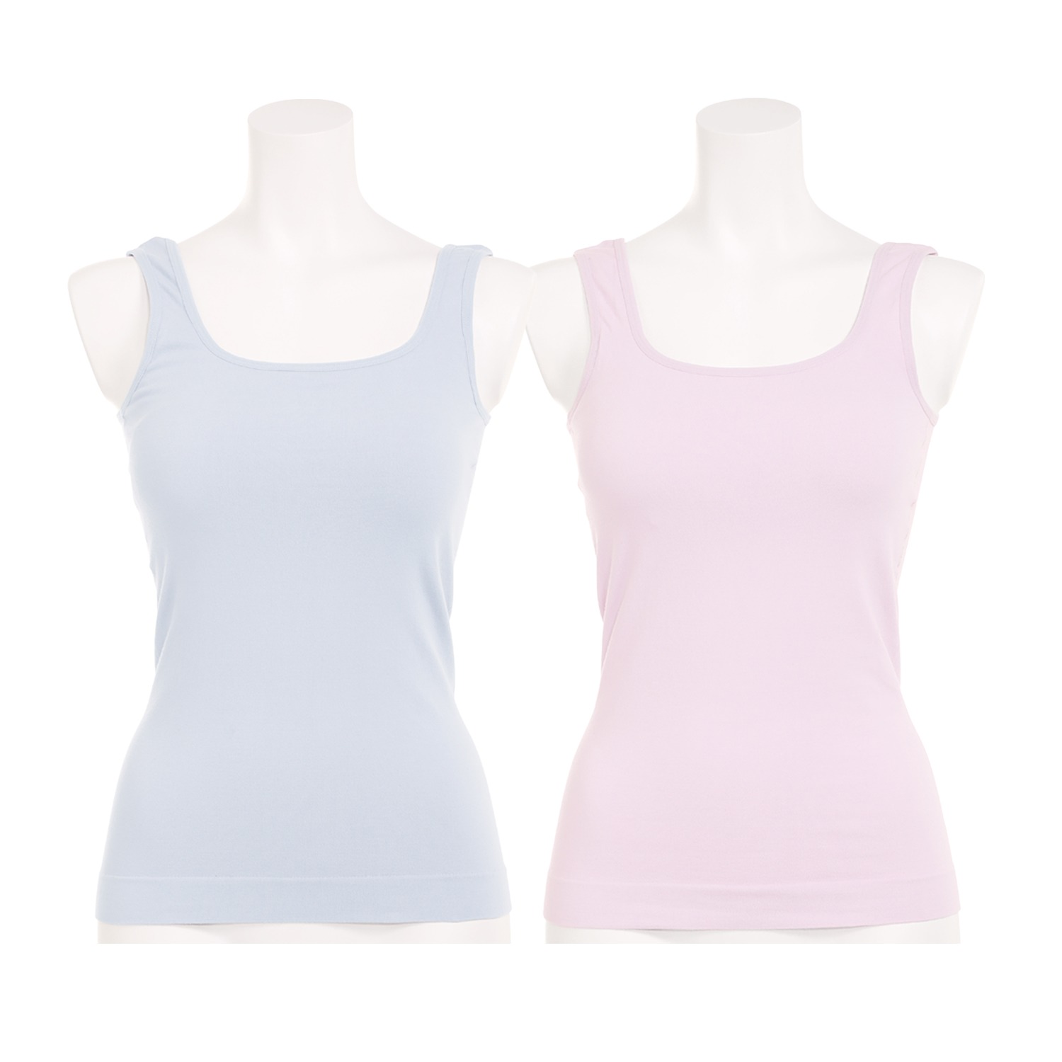 美人工房 にこにこコットン スクエアネック カップ付タンクトップ ２枚セット 