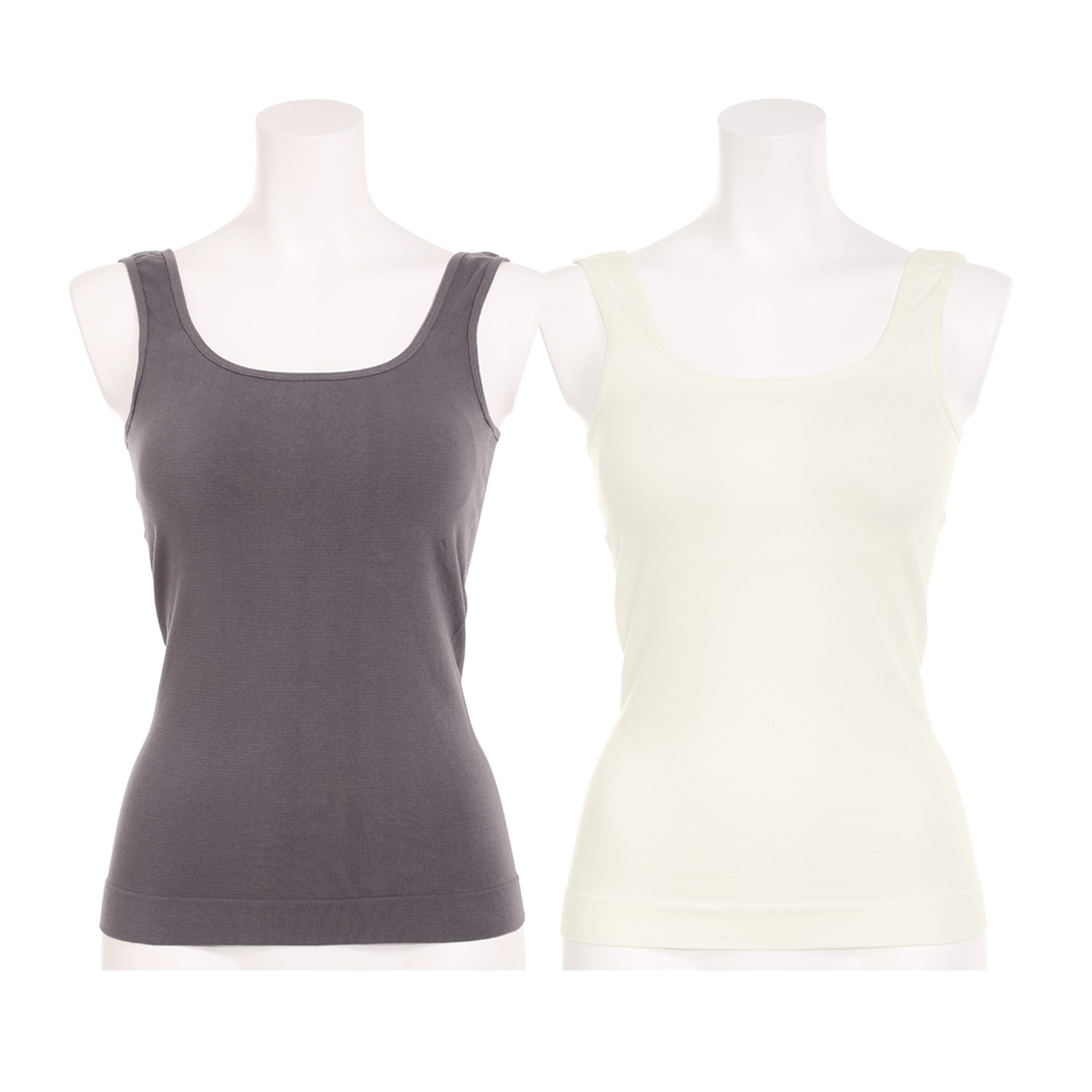 美人工房 にこにこコットン スクエアネック カップ付タンクトップ ２枚セット 