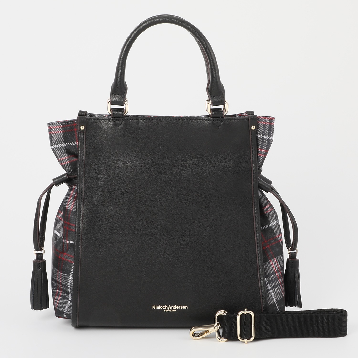 キンロックアンダーソン レザー タータンチェック アクセント ２ウェイトートバッグ