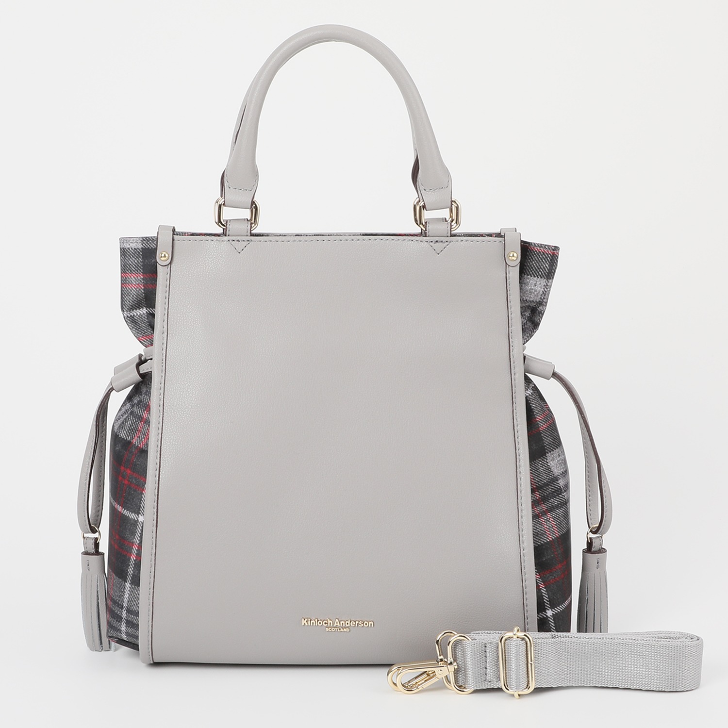 キンロックアンダーソン レザー タータンチェック アクセント ２ウェイトートバッグ