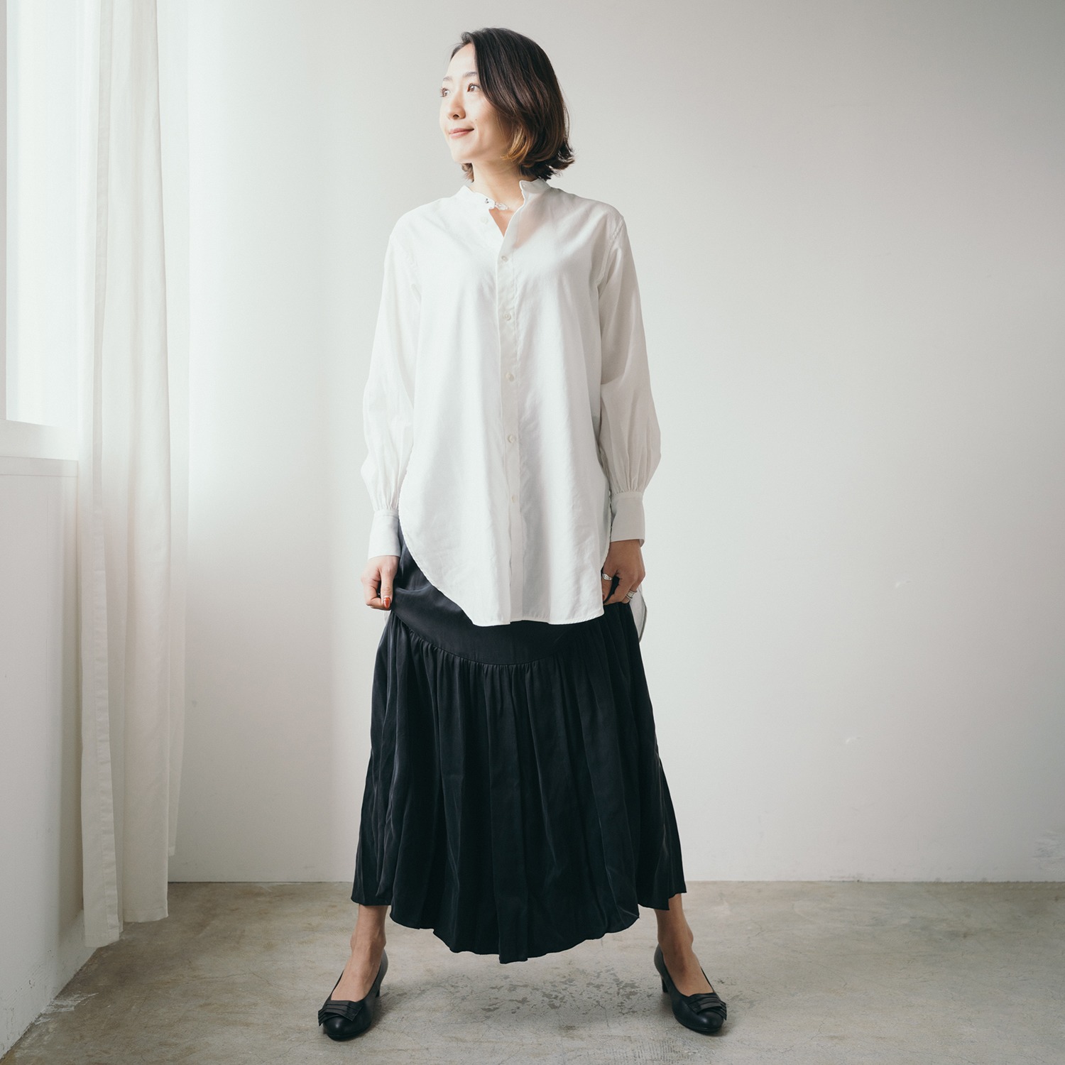 シェルシェエトワール 日本製牛革柔らか仕立て あか抜けエレガンスリボン ローヒールパンプス