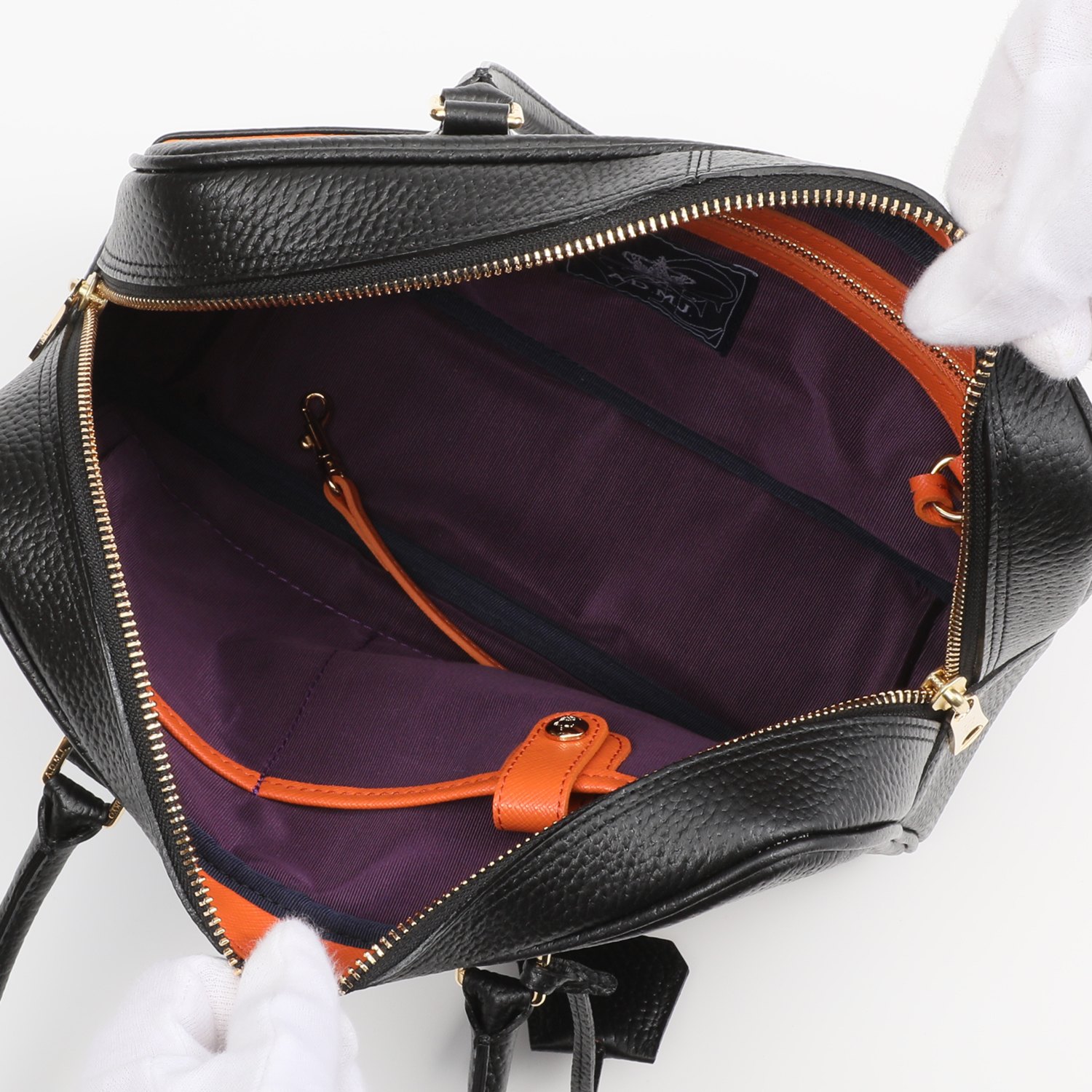 エーディーエムジェイ 牛革シュリンク型押し ベーシックボストンバッグ