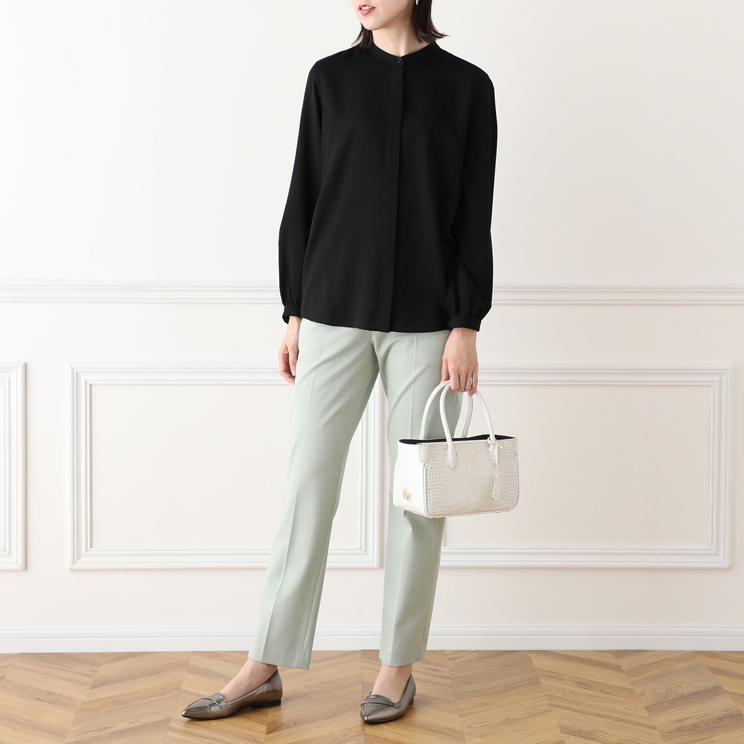 エーディーエムジェイ 牛革クロコダイル型押し ヒマラヤデザイン ザ・ベーシック ミニトートバッグ