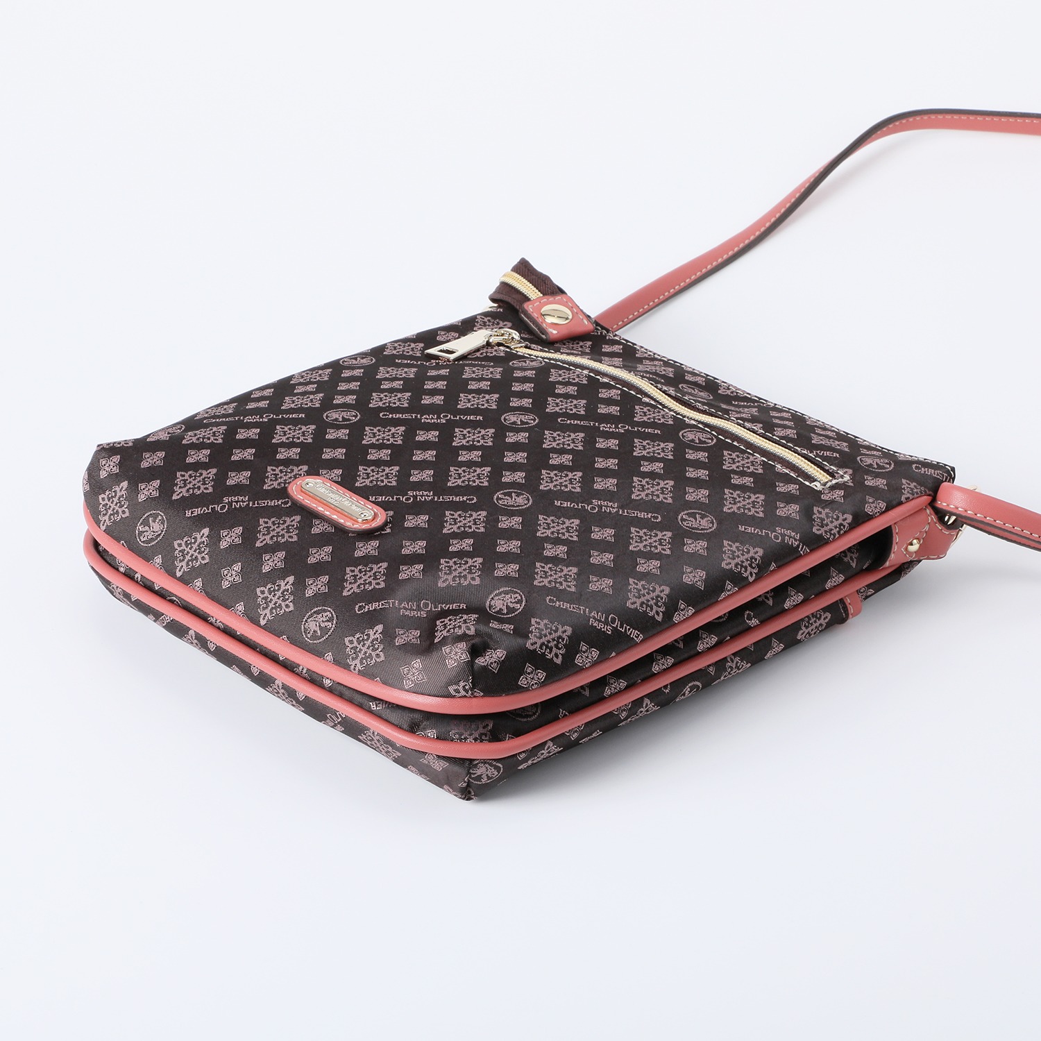 クリスチャン　オリビエ はっ水ジャガード フラワー刺しゅう タウンショルダーバッグ