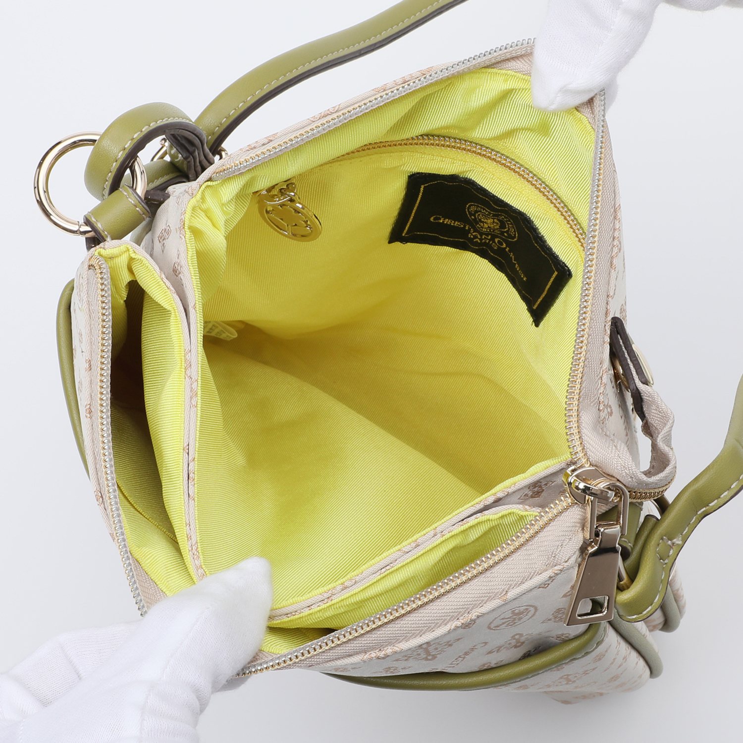 クリスチャン　オリビエ はっ水ジャガード フラワー刺しゅう タウンショルダーバッグ