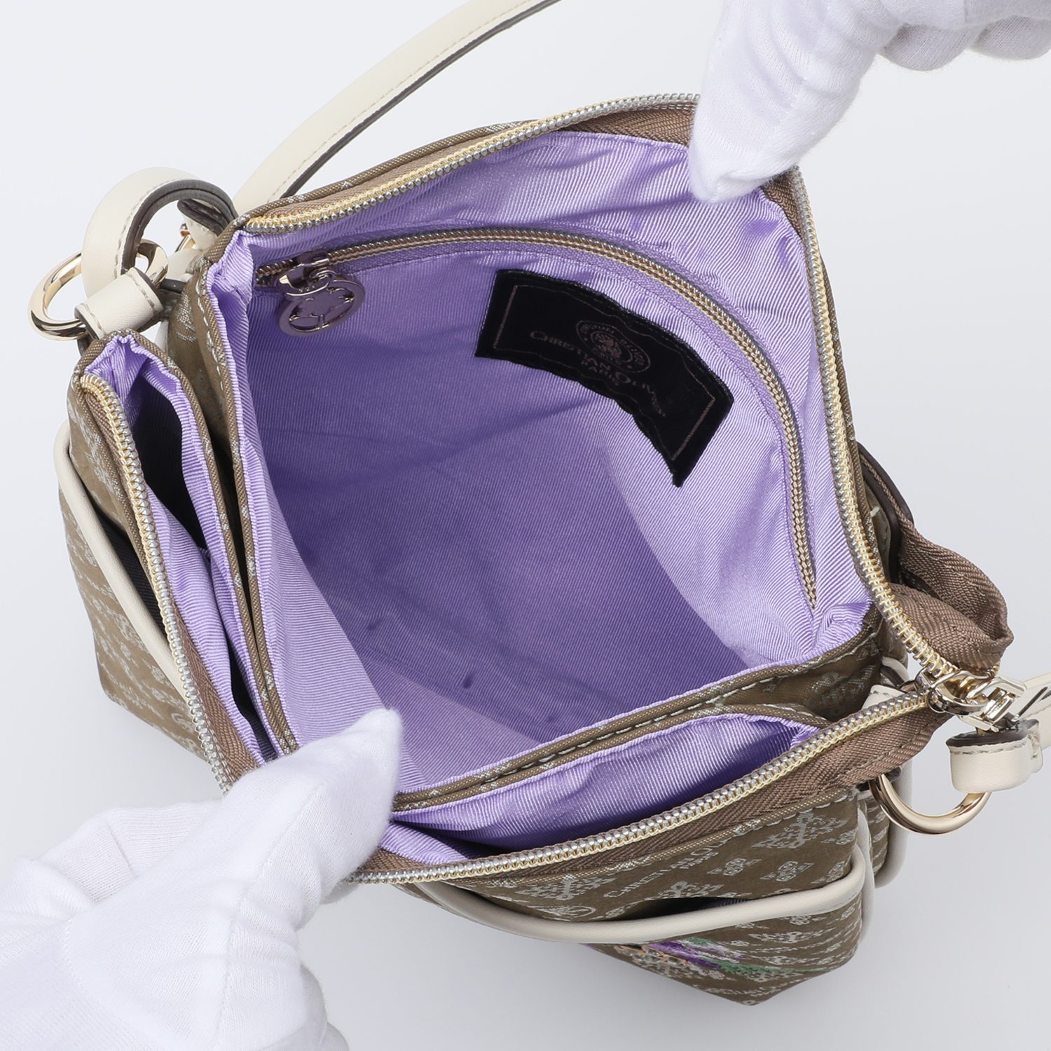 クリスチャン　オリビエ はっ水ジャガード フラワー刺しゅう タウンショルダーバッグ