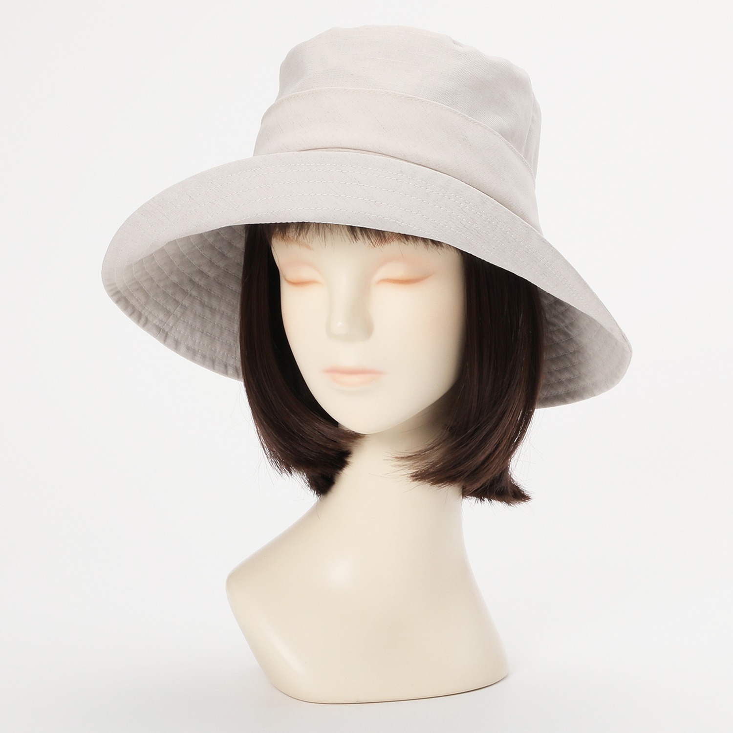 ベル・モード ＵＶカット フレンチリネン混 ステッチアクセント 木陰のクローシュ