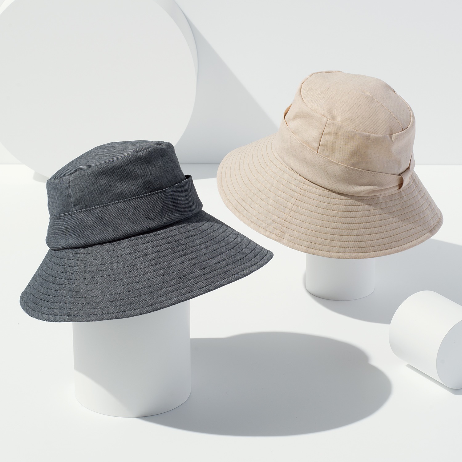 ベル・モード ＵＶカット フレンチリネン混 ステッチアクセント 木陰のクローシュ