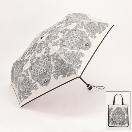 ジュエルレース バイ　ブルーミング 収納バッグ付 簡単開閉 晴雨兼用折りたたみ日傘