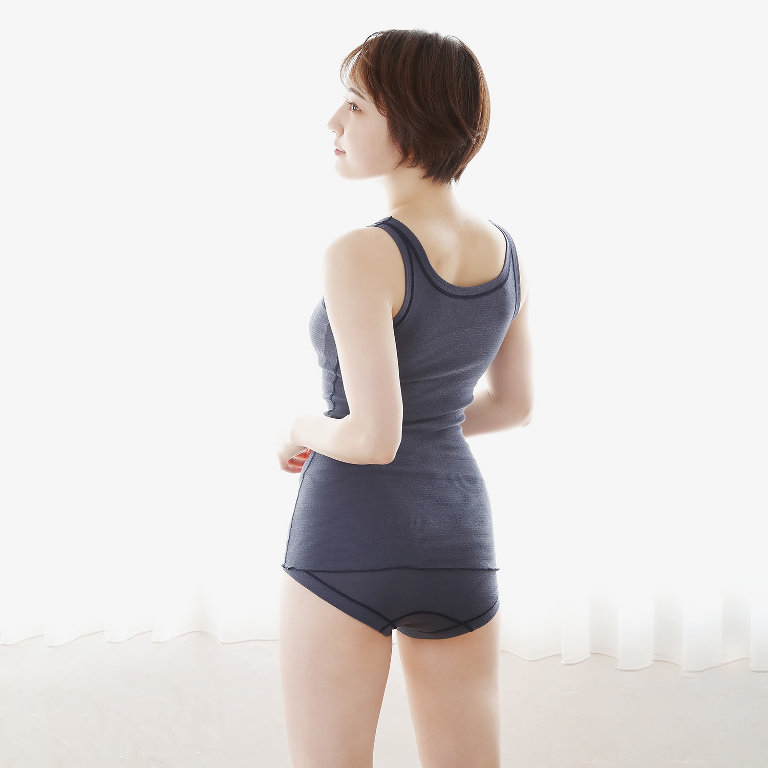 丸福ガーゼ 吸水速乾＆抗菌防臭 綿モダール カップ付タンクトップ ２枚セット