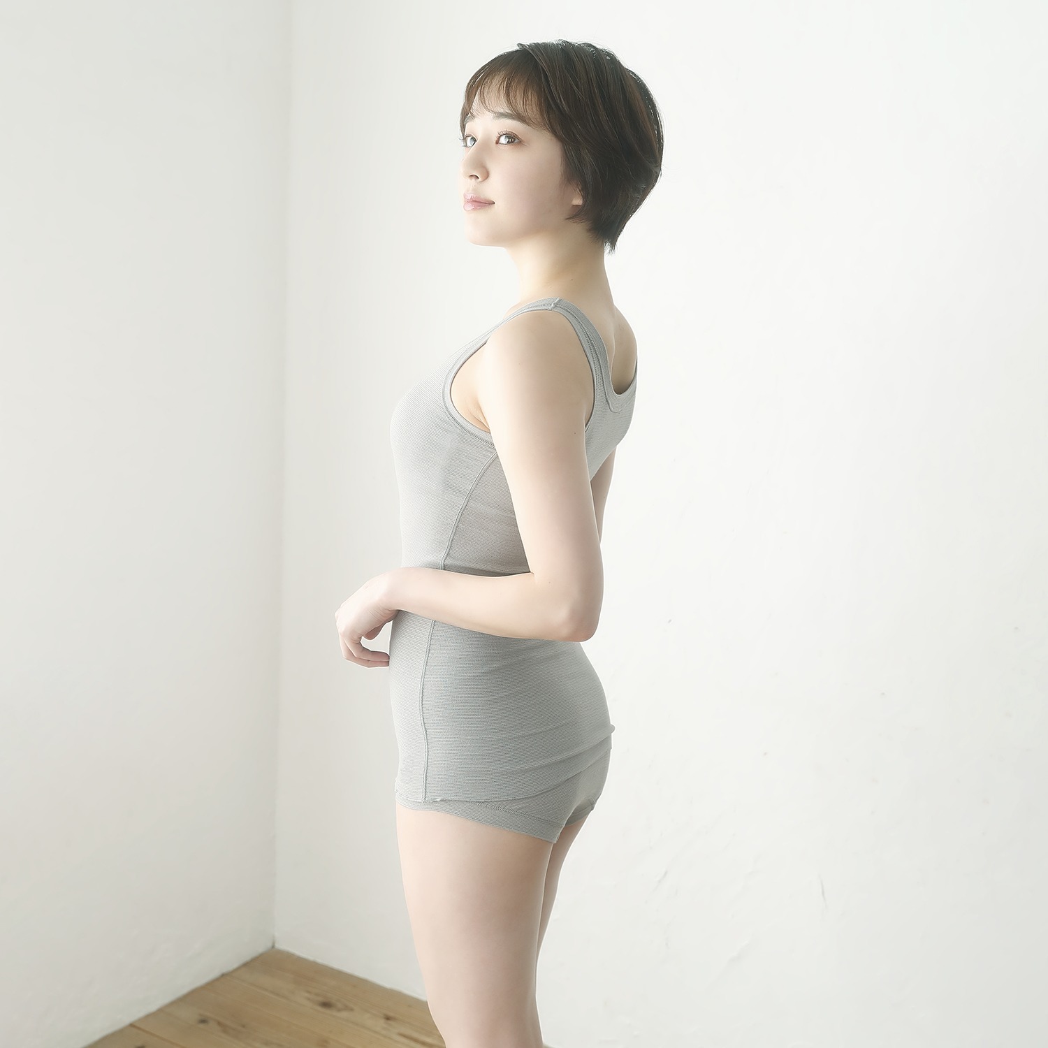 丸福ガーゼ 吸水速乾＆抗菌防臭 綿モダール カップ付タンクトップ ２枚セット