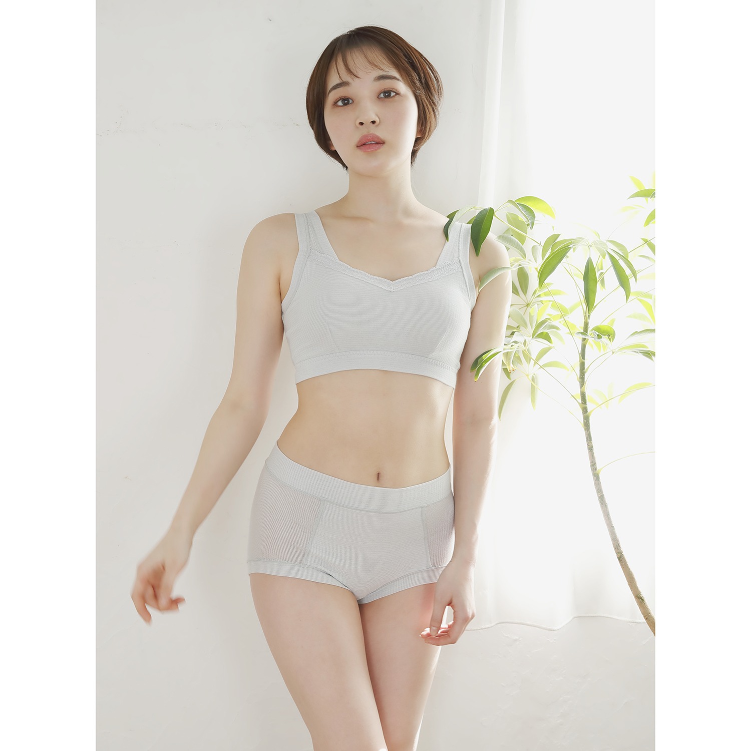 丸福ガーゼ 吸水速乾＆抗菌防臭 綿モダール ノンワイヤーブラジャー ２枚セット