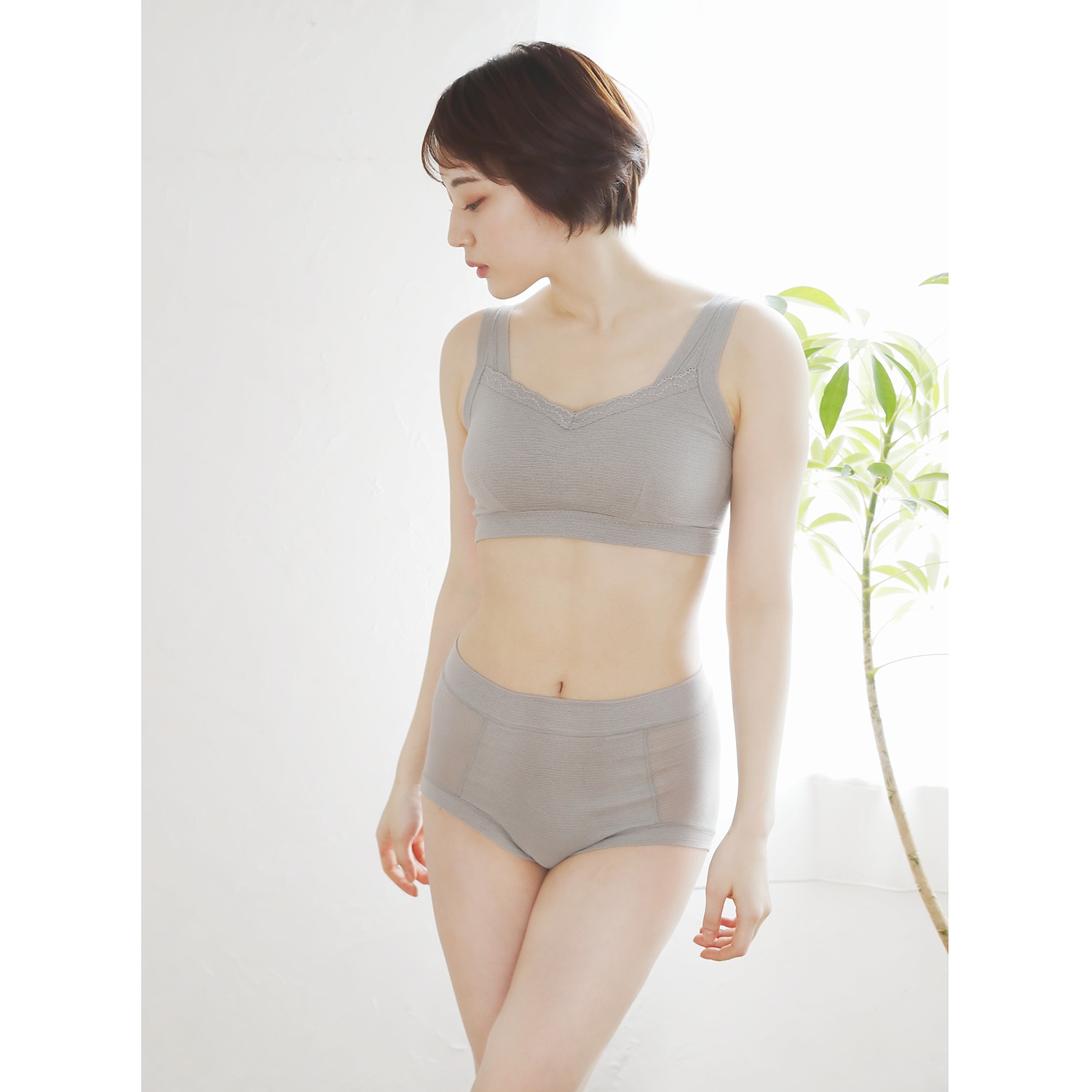 丸福ガーゼ 吸水速乾＆抗菌防臭 綿モダール ノンワイヤーブラジャー ２枚セット