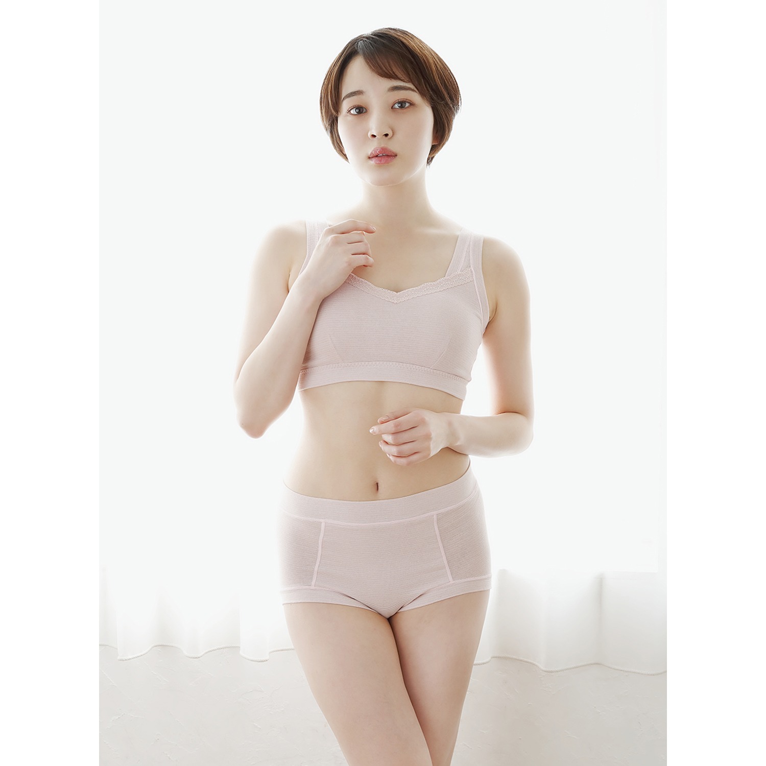 丸福ガーゼ 吸水速乾＆抗菌防臭 綿モダール ノンワイヤーブラジャー ２枚セット