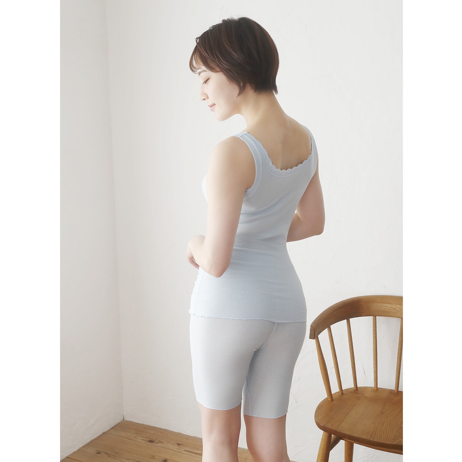 丸福ガーゼ 吸水速乾＆抗菌防臭 綿モダール 汗取り付 ２ウェイタンクトップ ２枚セット