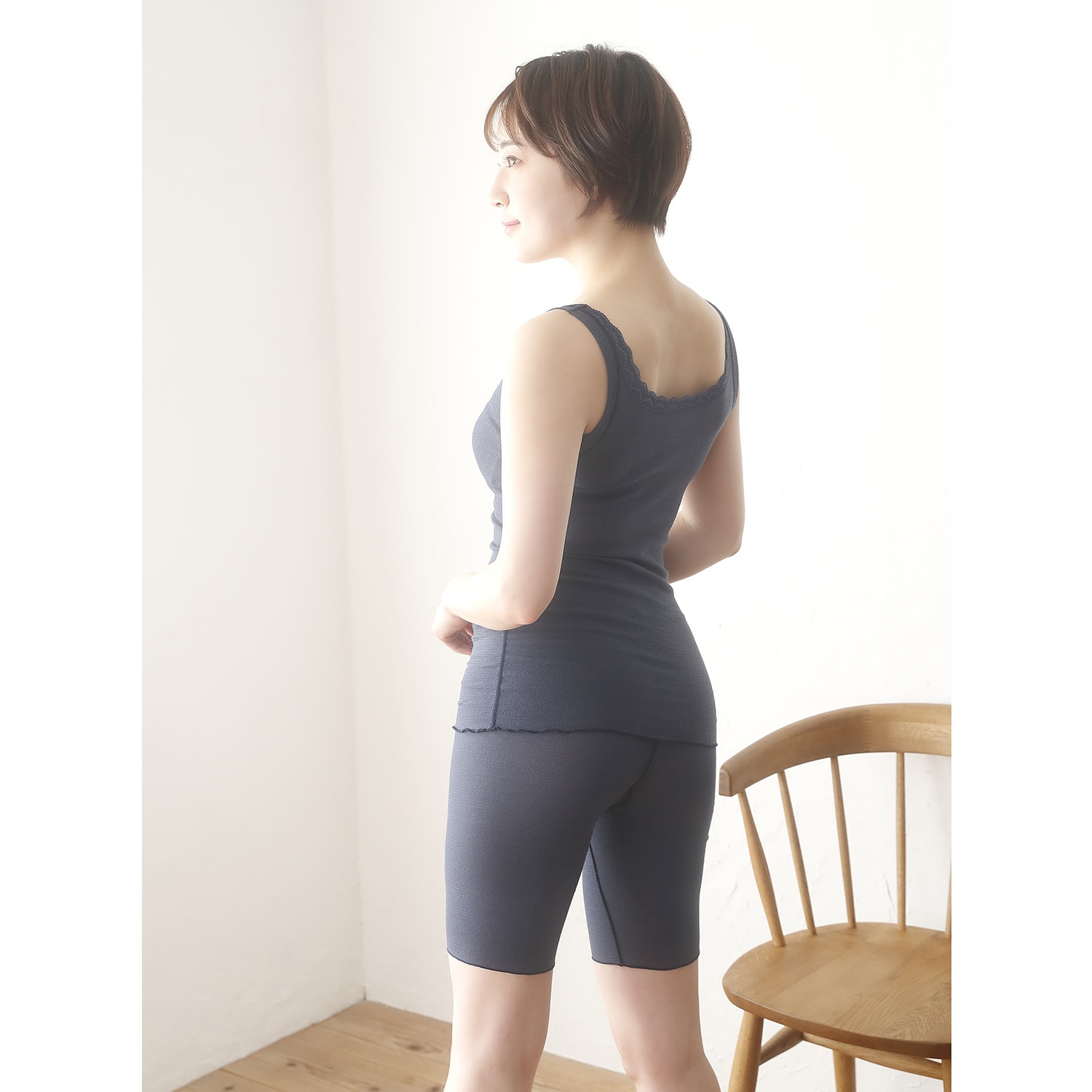 丸福ガーゼ 吸水速乾＆抗菌防臭 綿モダール 汗取り付 ２ウェイタンクトップ ２枚セット