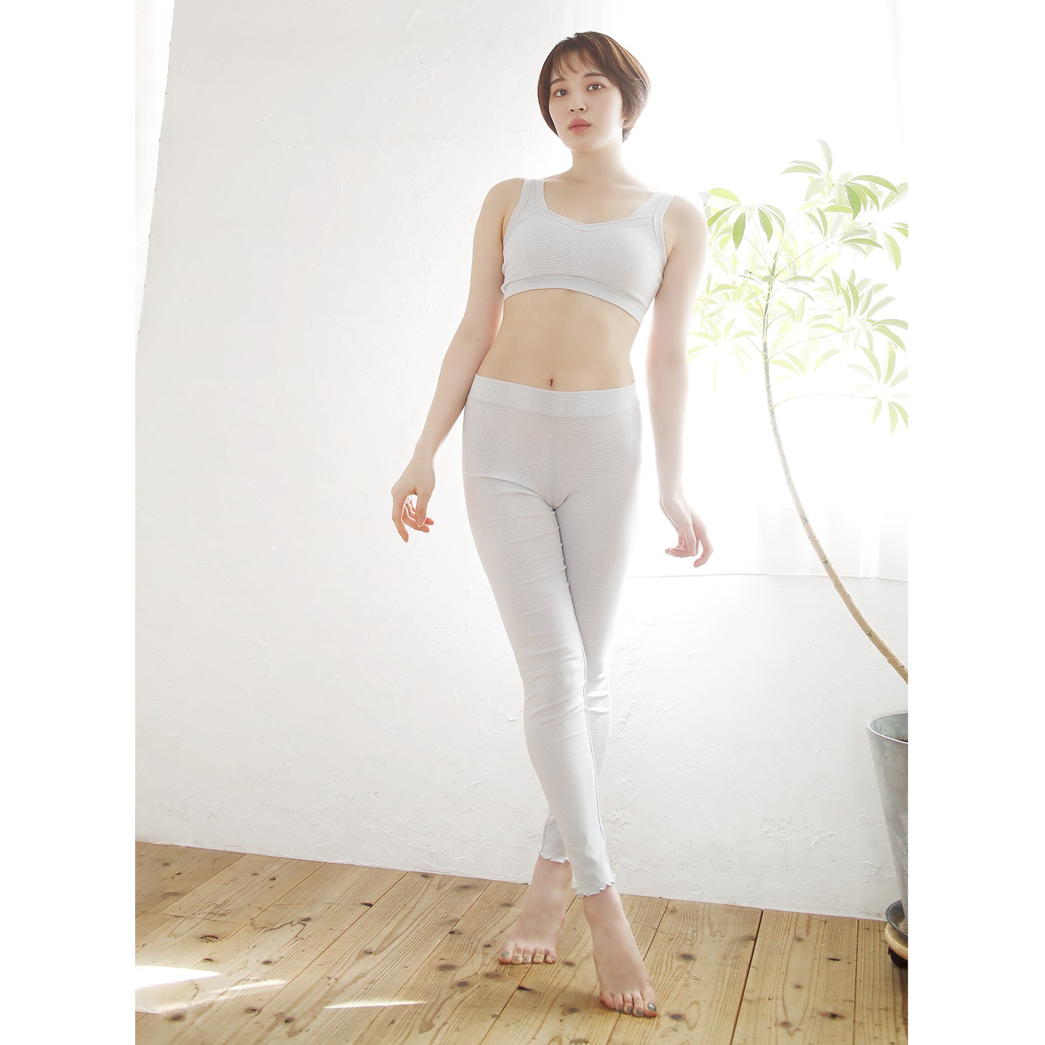 丸福ガーゼ 吸水速乾＆抗菌防臭 綿モダール レギンス