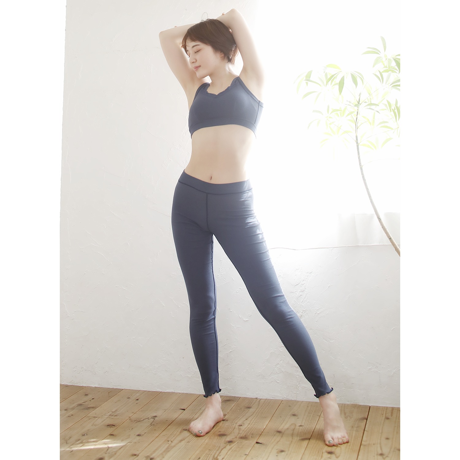 丸福ガーゼ 吸水速乾＆抗菌防臭 綿モダール レギンス