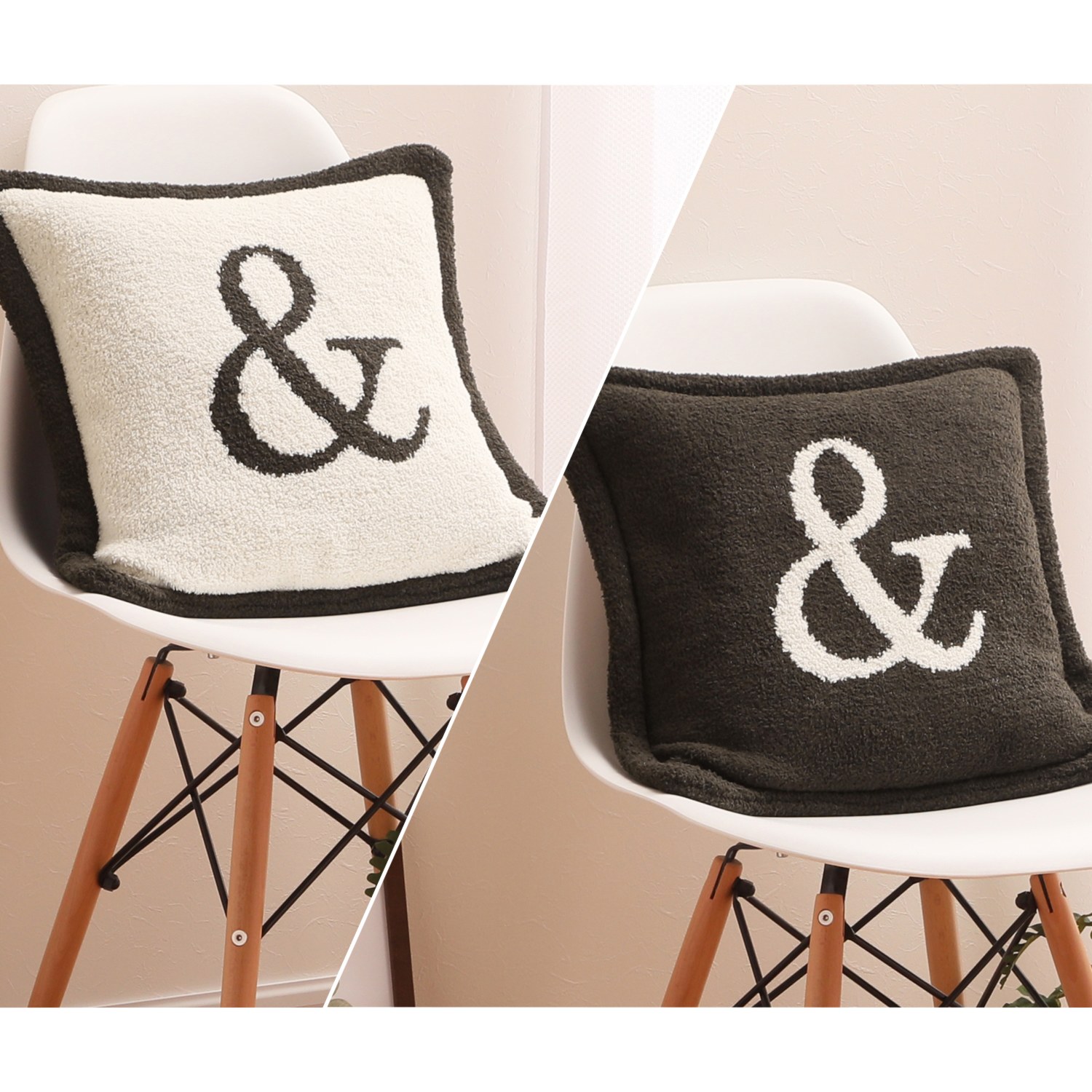 お好みの柄を２つ選べる！ 大津毛織　リバーシブル アルファベット ニットクッション２個組