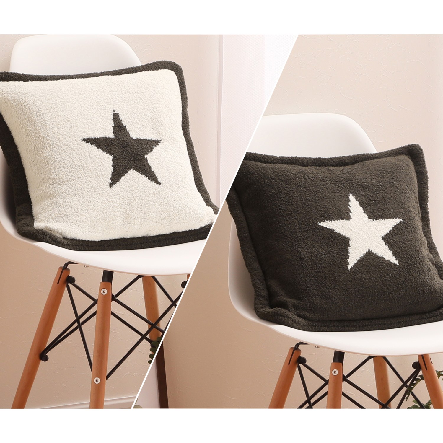 お好みの柄を２つ選べる！ 大津毛織　リバーシブル アルファベット ニットクッション２個組