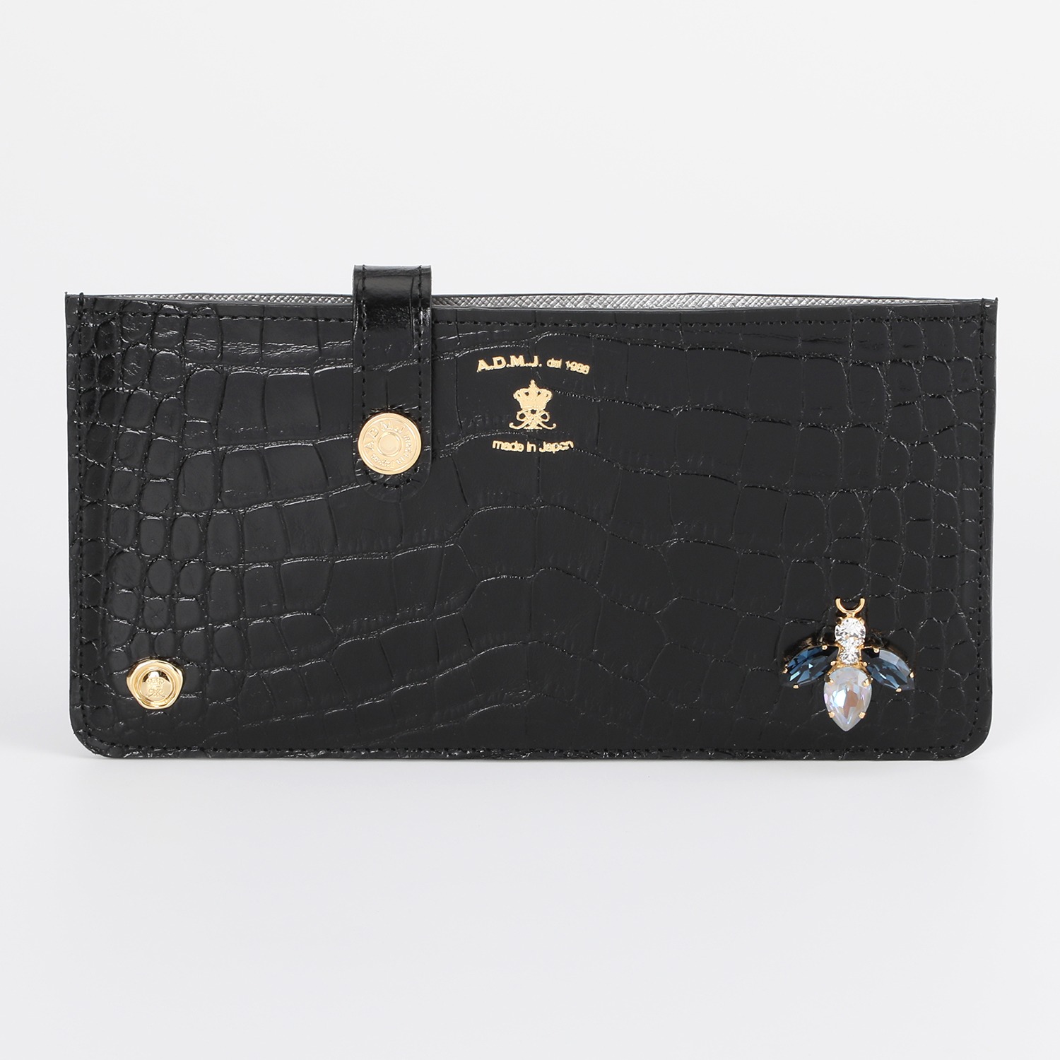 エーディーエムジェイ ＴＨＥ　ＢＥＥ 牛革クロコダイル型押し フラットウォレット