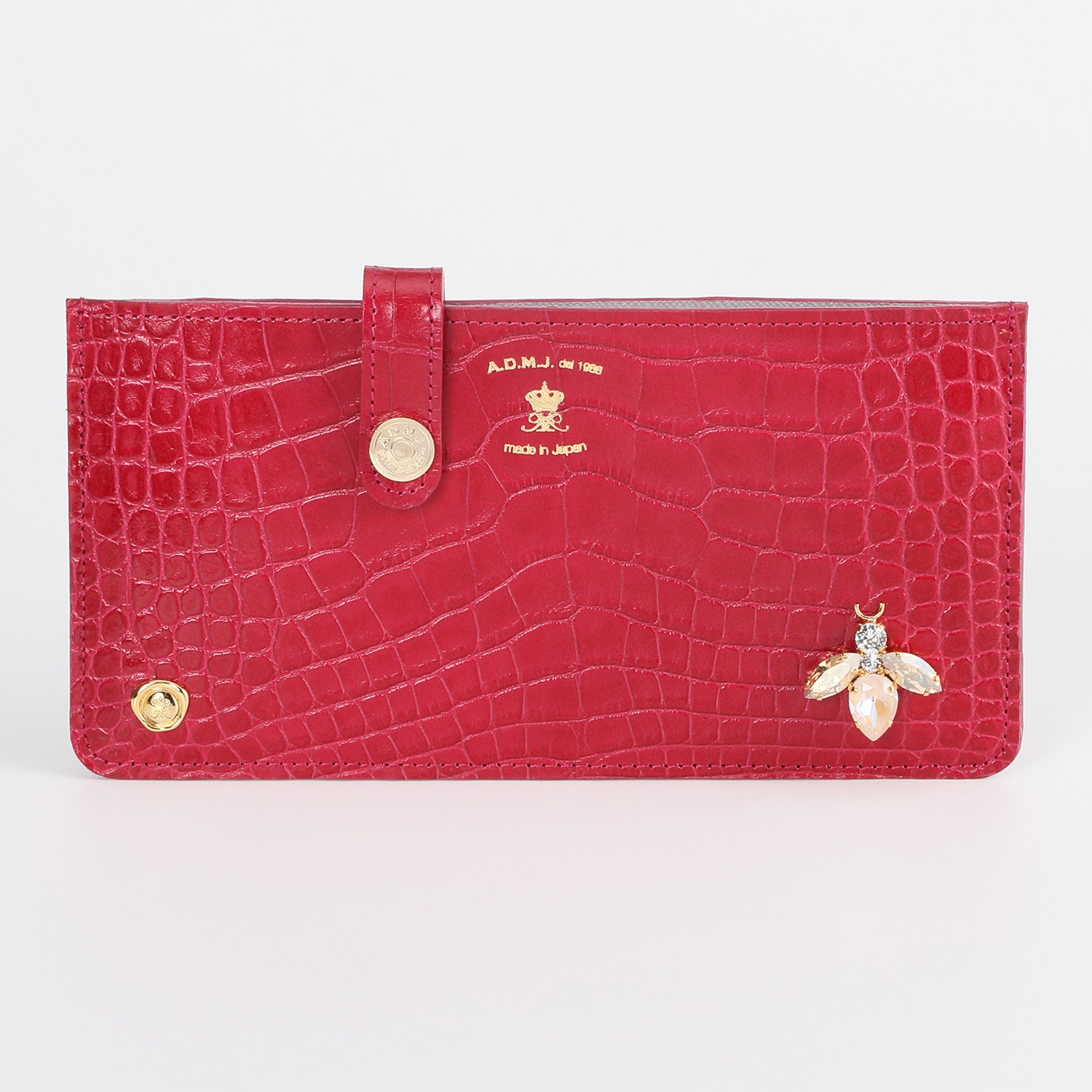 エーディーエムジェイ ＴＨＥ　ＢＥＥ 牛革クロコダイル型押し フラットウォレット