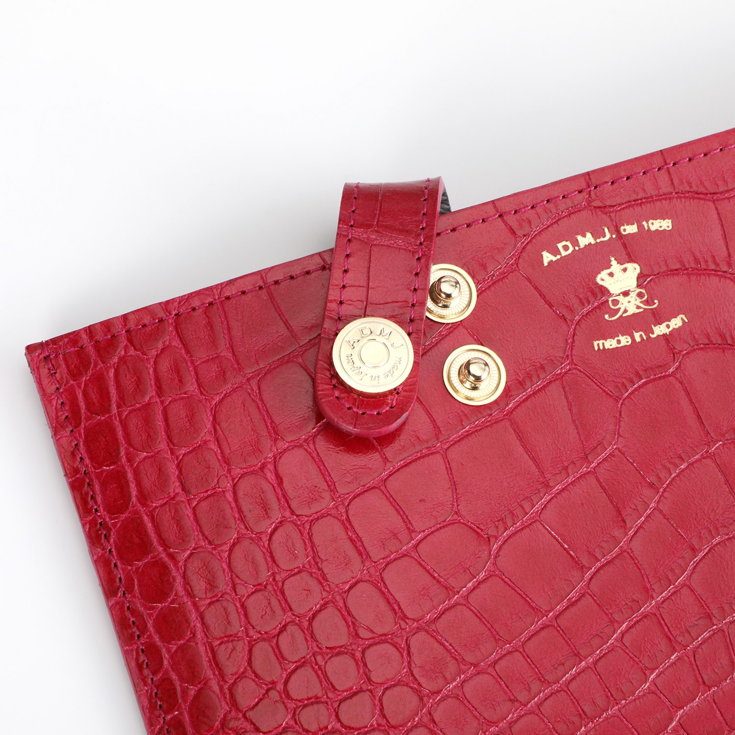 エーディーエムジェイ ＴＨＥ　ＢＥＥ 牛革クロコダイル型押し フラットウォレット