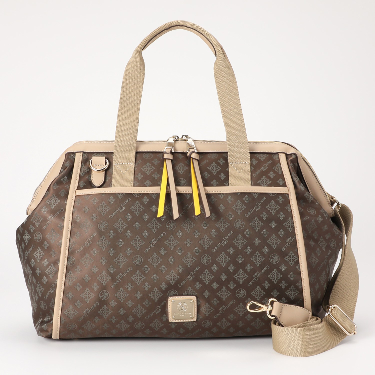 クリスチャン　オリビエ はっ水ジャガード 口金デザイン ２ウェイボストンバッグ