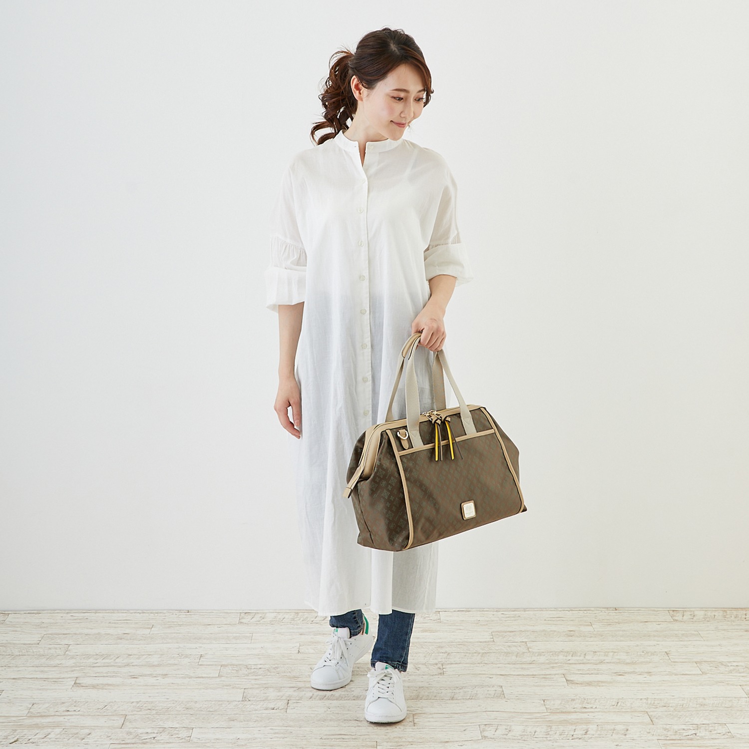 クリスチャン　オリビエ はっ水ジャガード 口金デザイン ２ウェイボストンバッグ