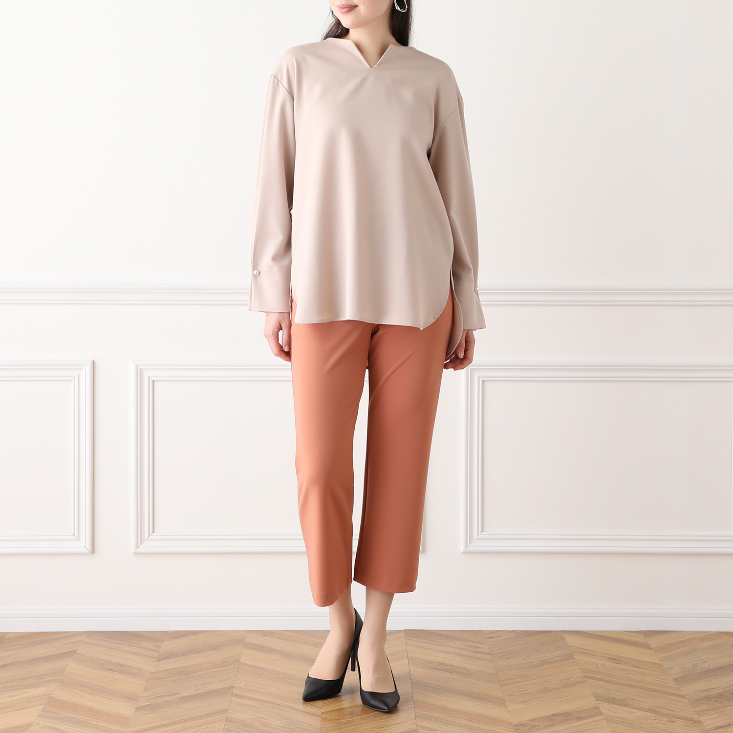 ＜股下６０ｃｍ＞上質ごこち アルディナ ゆるやかストレートパンツ 