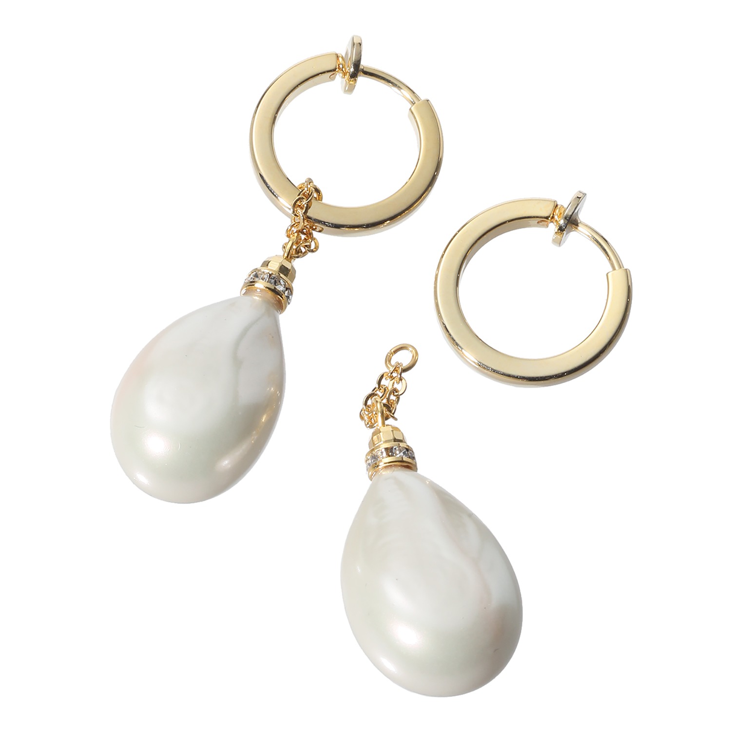 シマ・リリアーナ チャーム付 一粒デザイン フープイヤリング