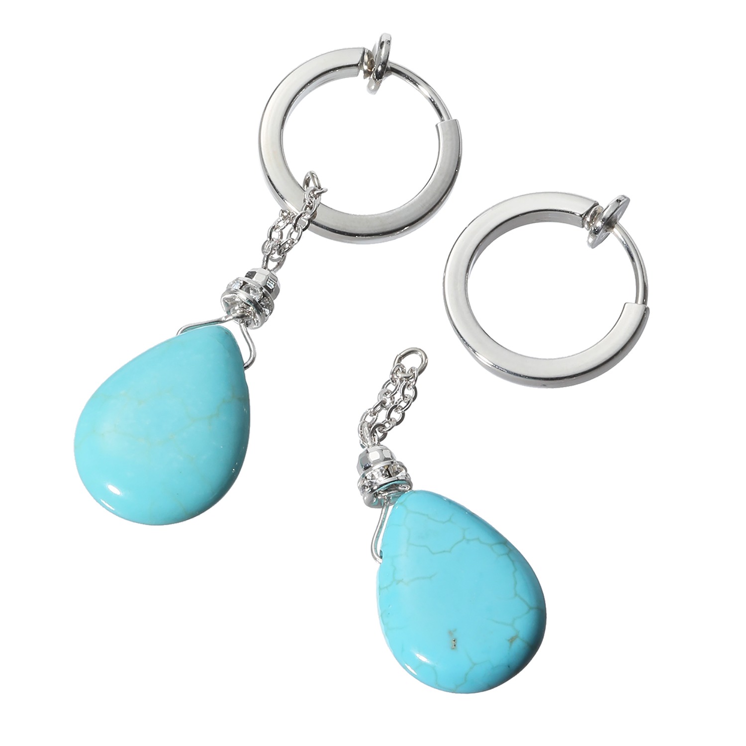 シマ・リリアーナ チャーム付 一粒デザイン フープイヤリング