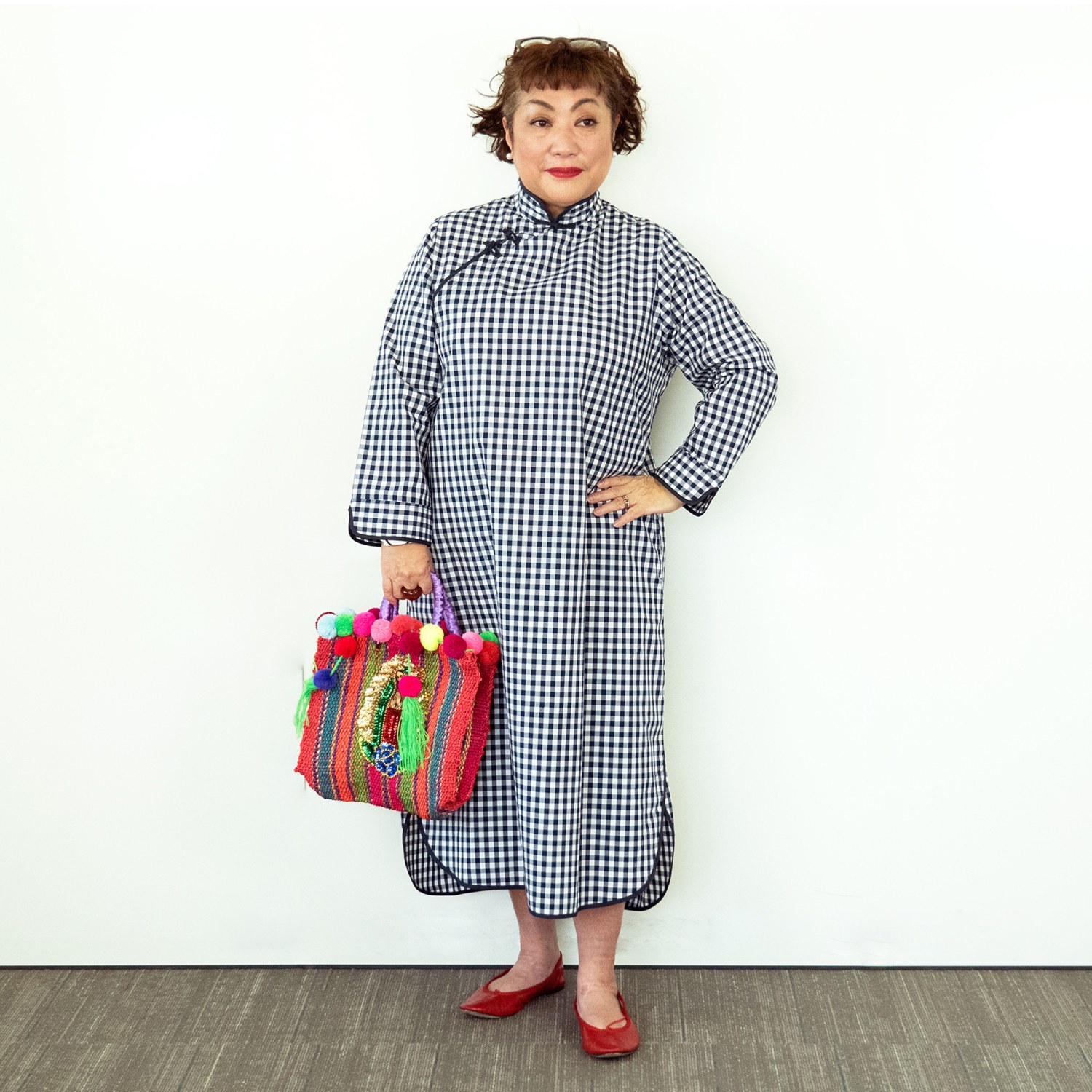 オジョウ 香港の洋裁店で 仕立てました風 ギンガム チャイナワンピース ファッション ワンピース ドレス その他 オジョウ 通販 テレビショッピングのショップチャンネル