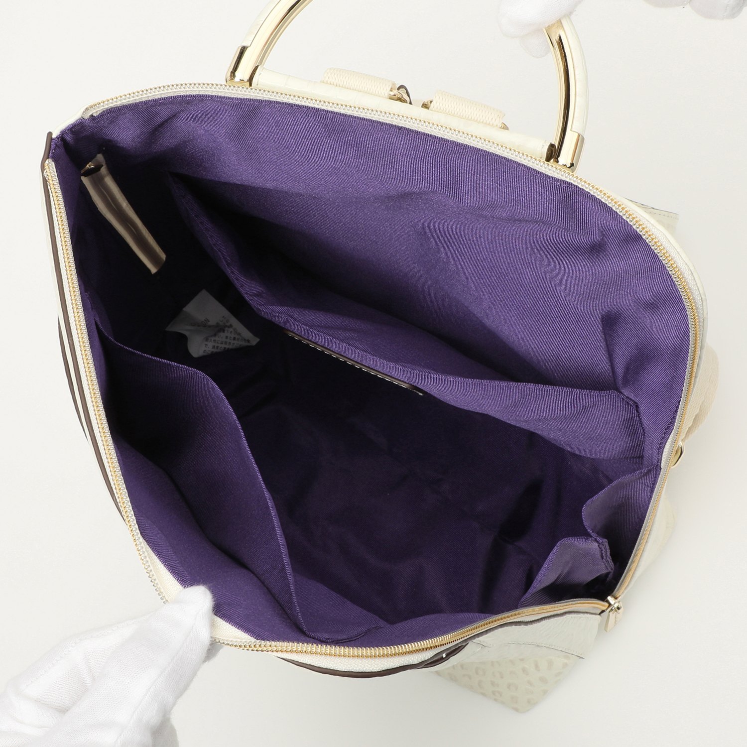 モーダプリンチペ クロコダイル型押しレザー Ｌ字ファスナー タウンリュック