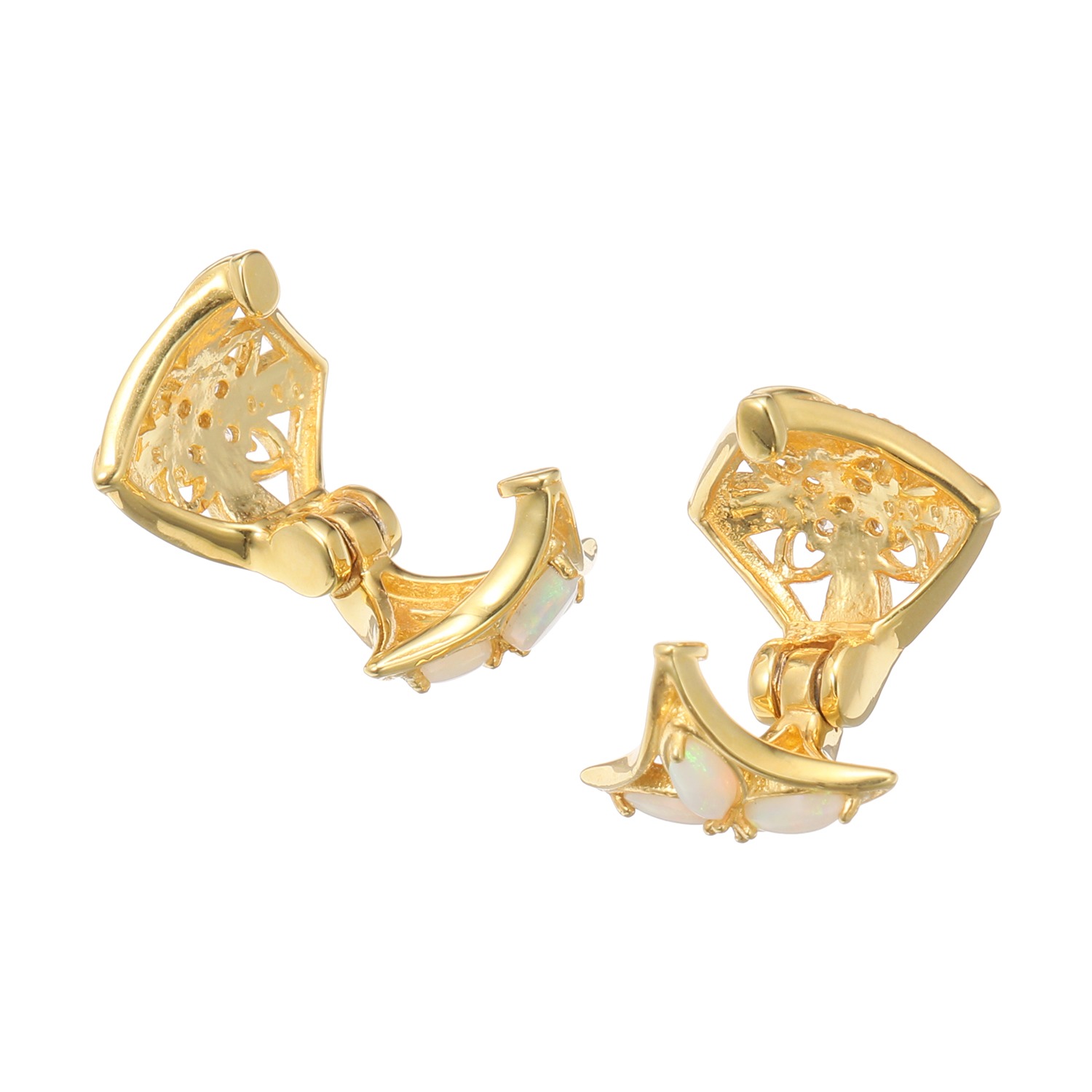 ソルジェ シャンパンカラー ダイヤモンド＆オパール 驚きと欲張りな組合せ リバーシブルイヤリング “ミミソフト”