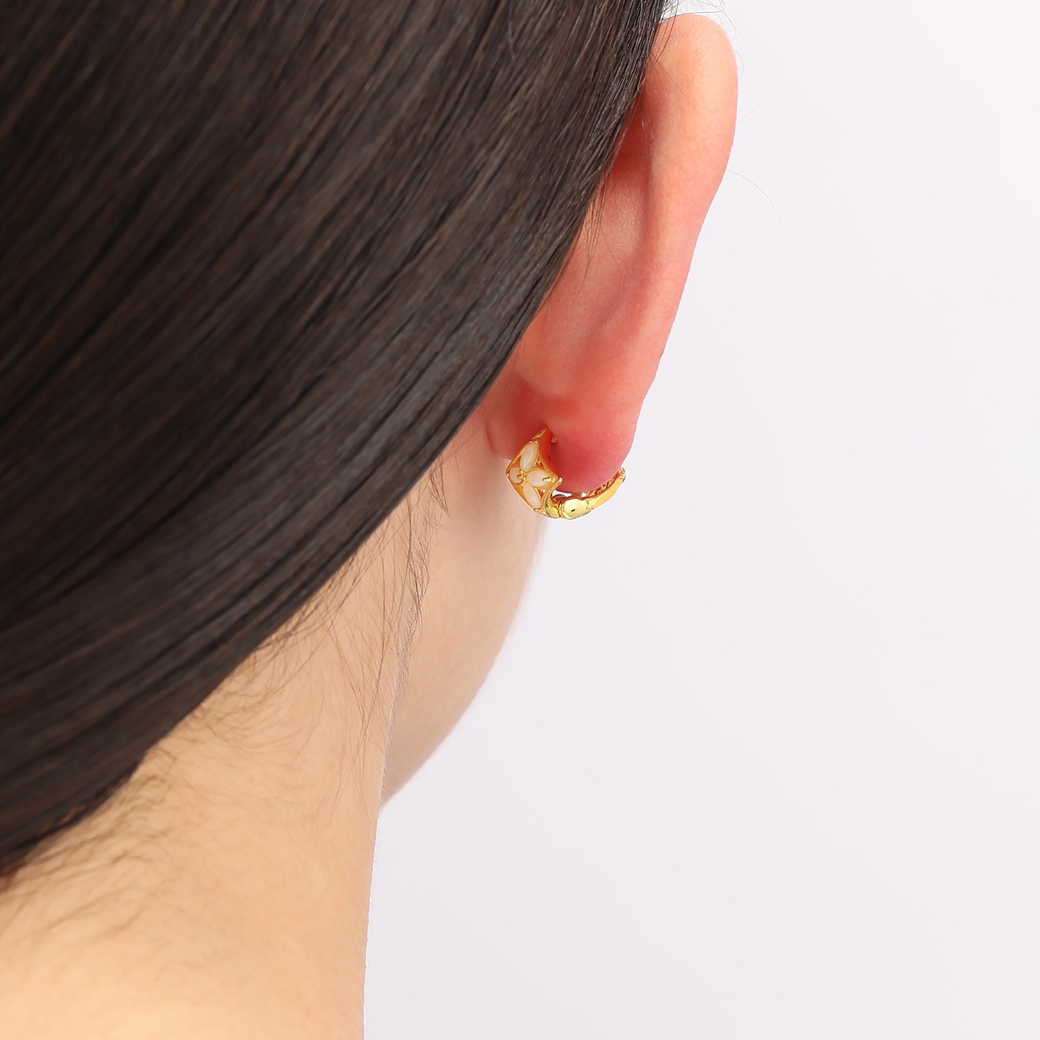 ソルジェ シャンパンカラー ダイヤモンド＆オパール 驚きと欲張りな組合せ リバーシブルイヤリング “ミミソフト”