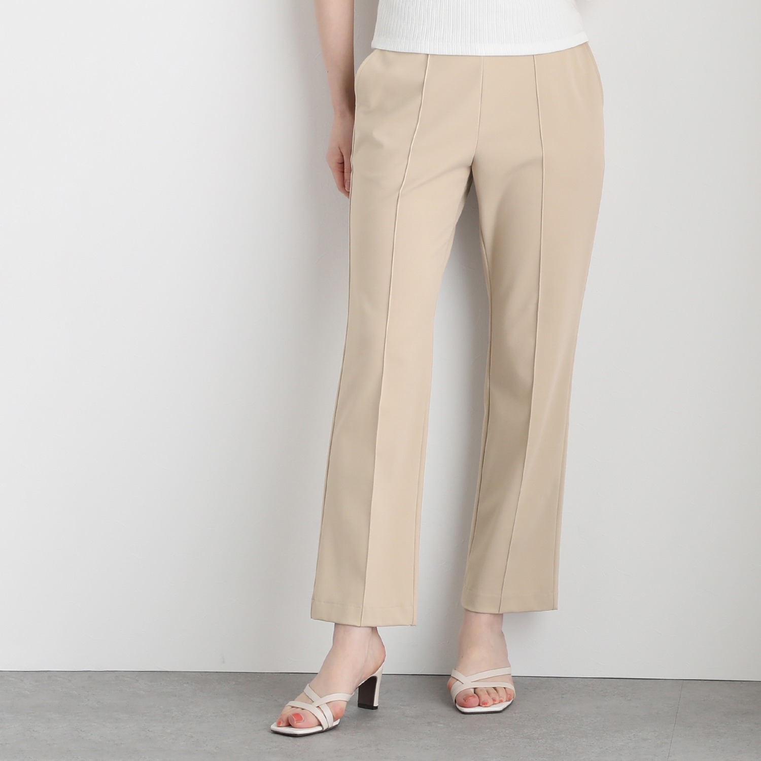 上質ごこち 綿混 高密度スムース ストレートパンツ