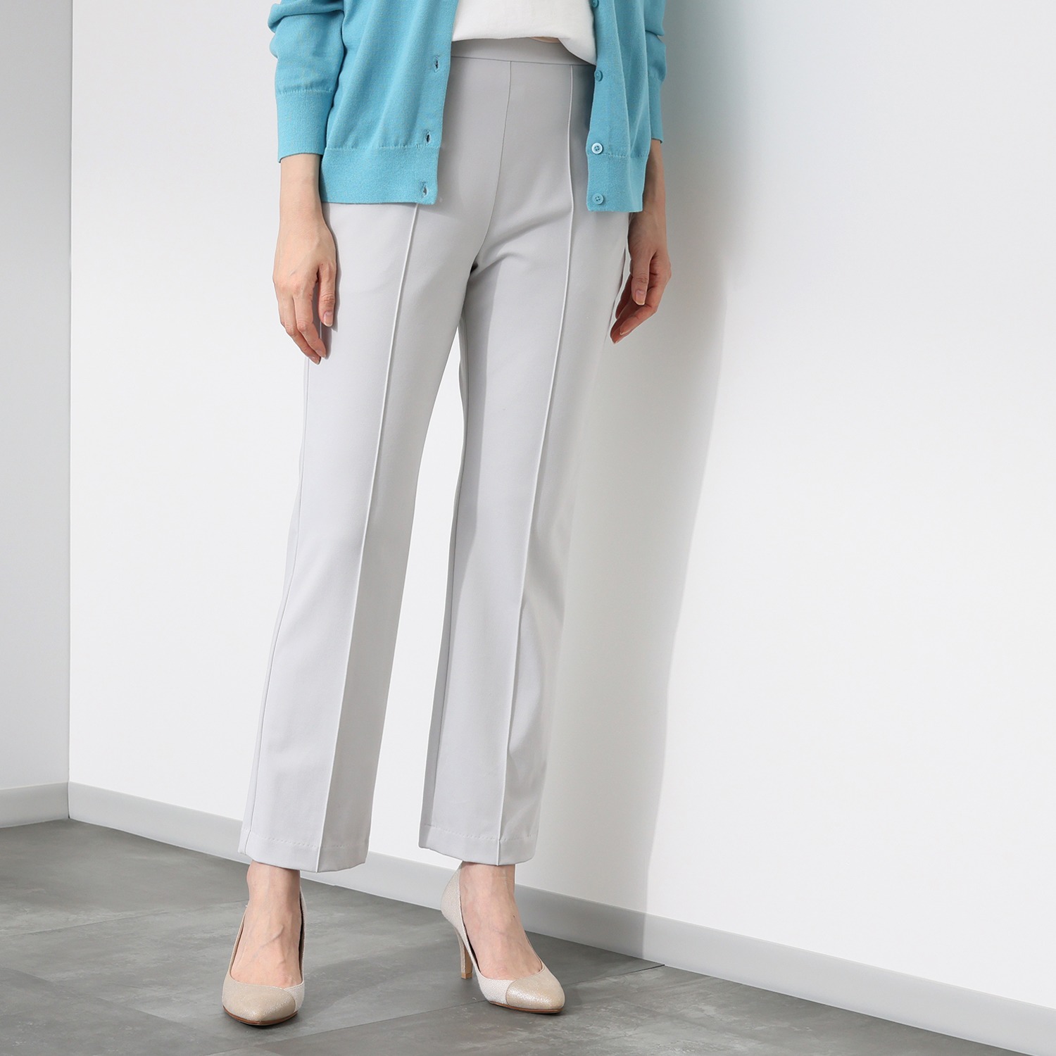 上質ごこち 綿混 高密度スムース ストレートパンツ
