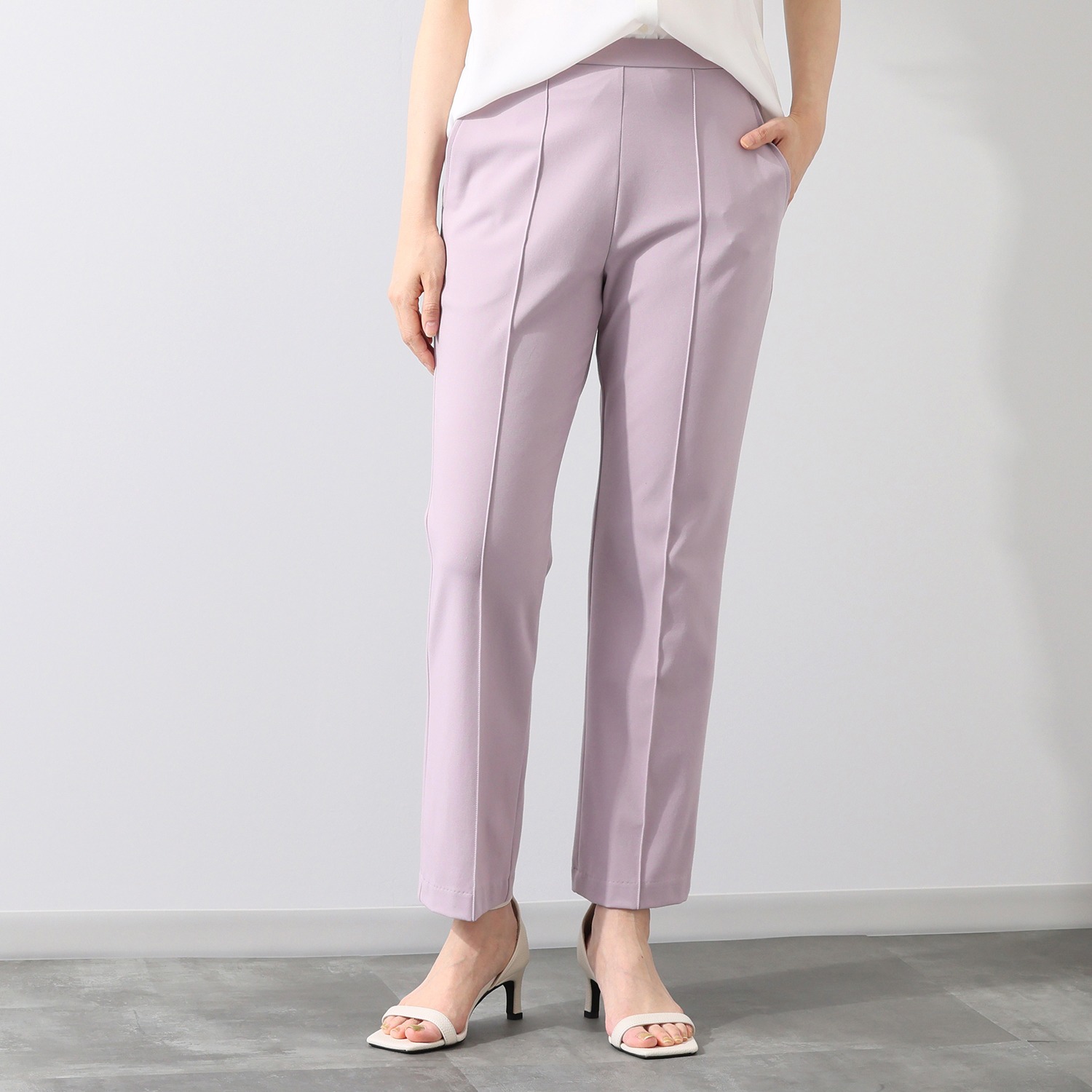 上質ごこち 綿混 高密度スムース ストレートパンツ