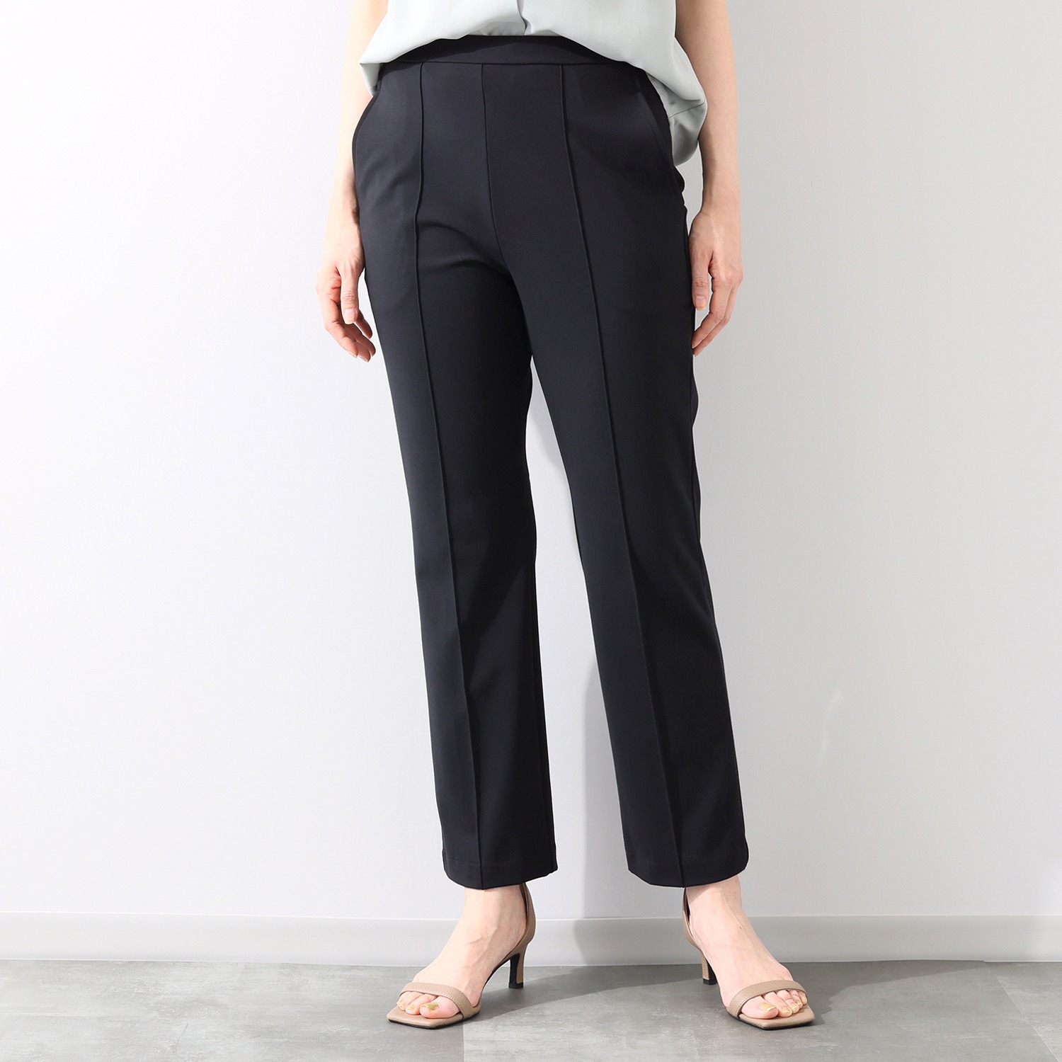 上質ごこち 綿混 高密度スムース ストレートパンツ