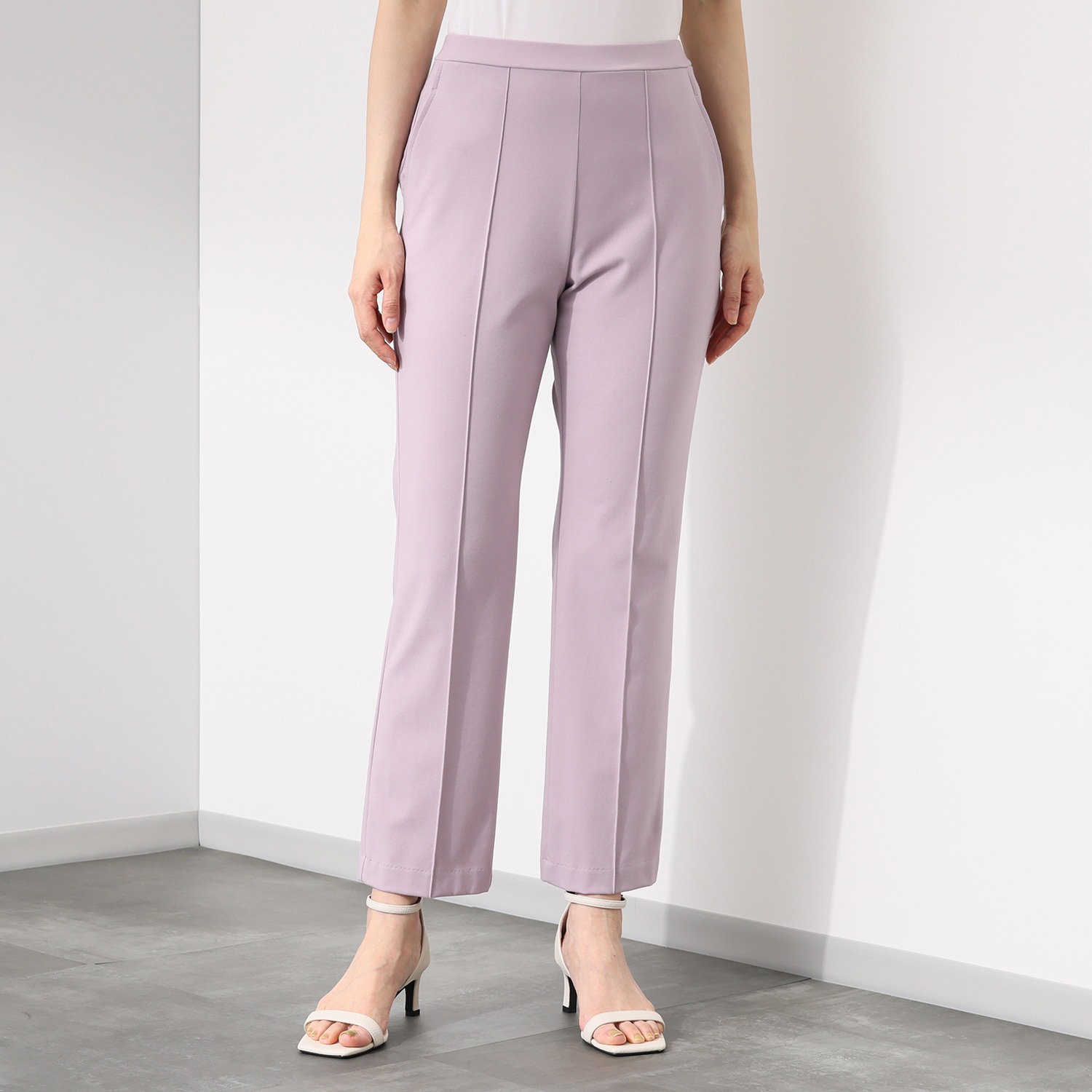 上質ごこち 綿混 高密度スムース ストレートパンツ