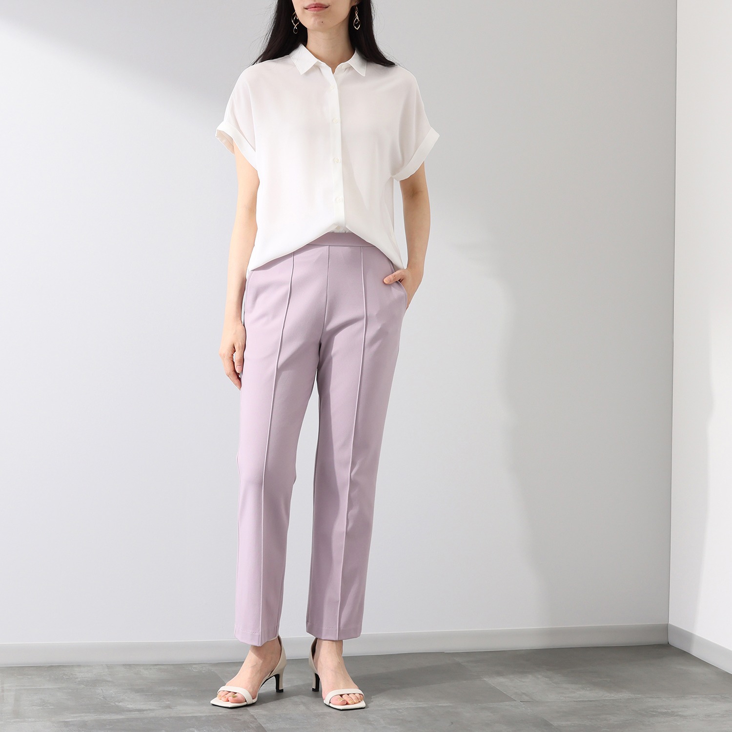 上質ごこち 綿混 高密度スムース ストレートパンツ