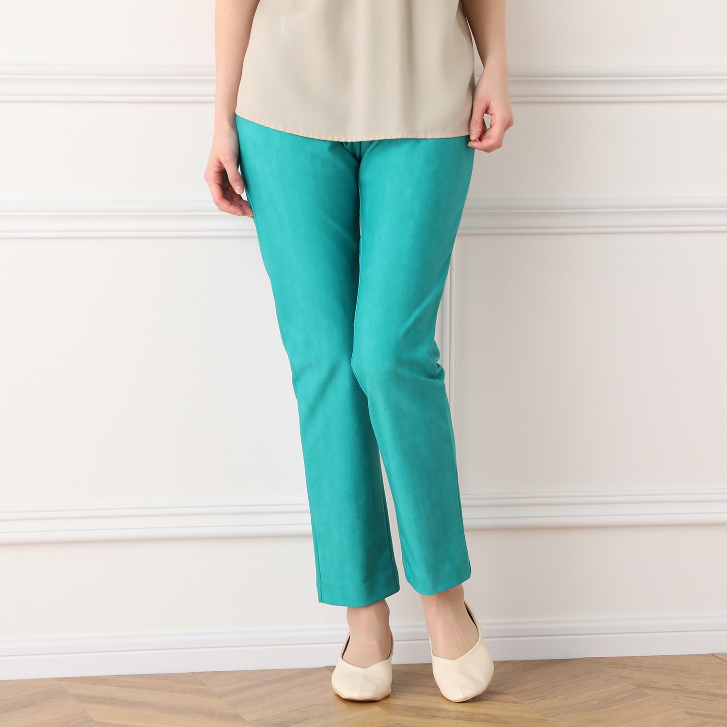 ピーツー ハイテンション カラーデニムプリント スリムパンツ