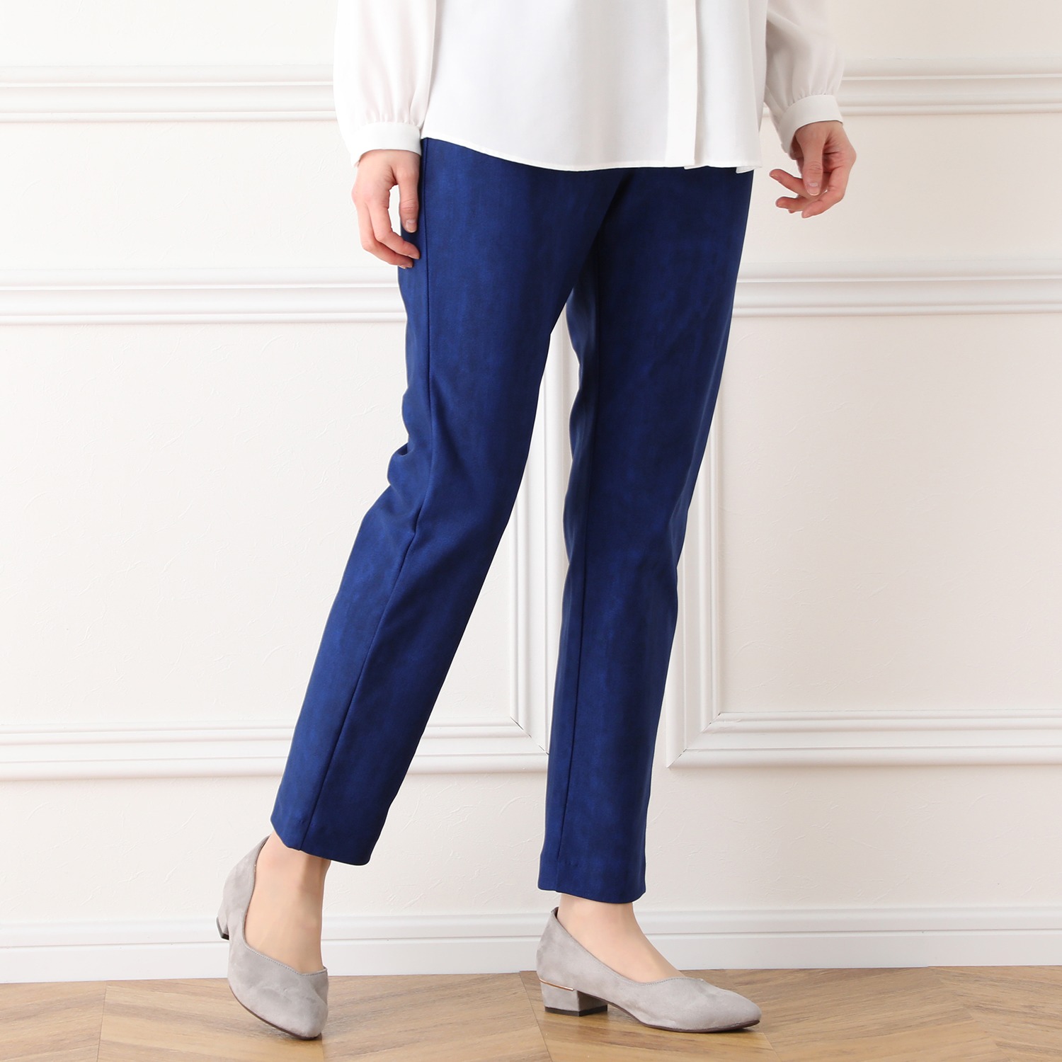 ピーツー ハイテンション カラーデニムプリント スリムパンツ