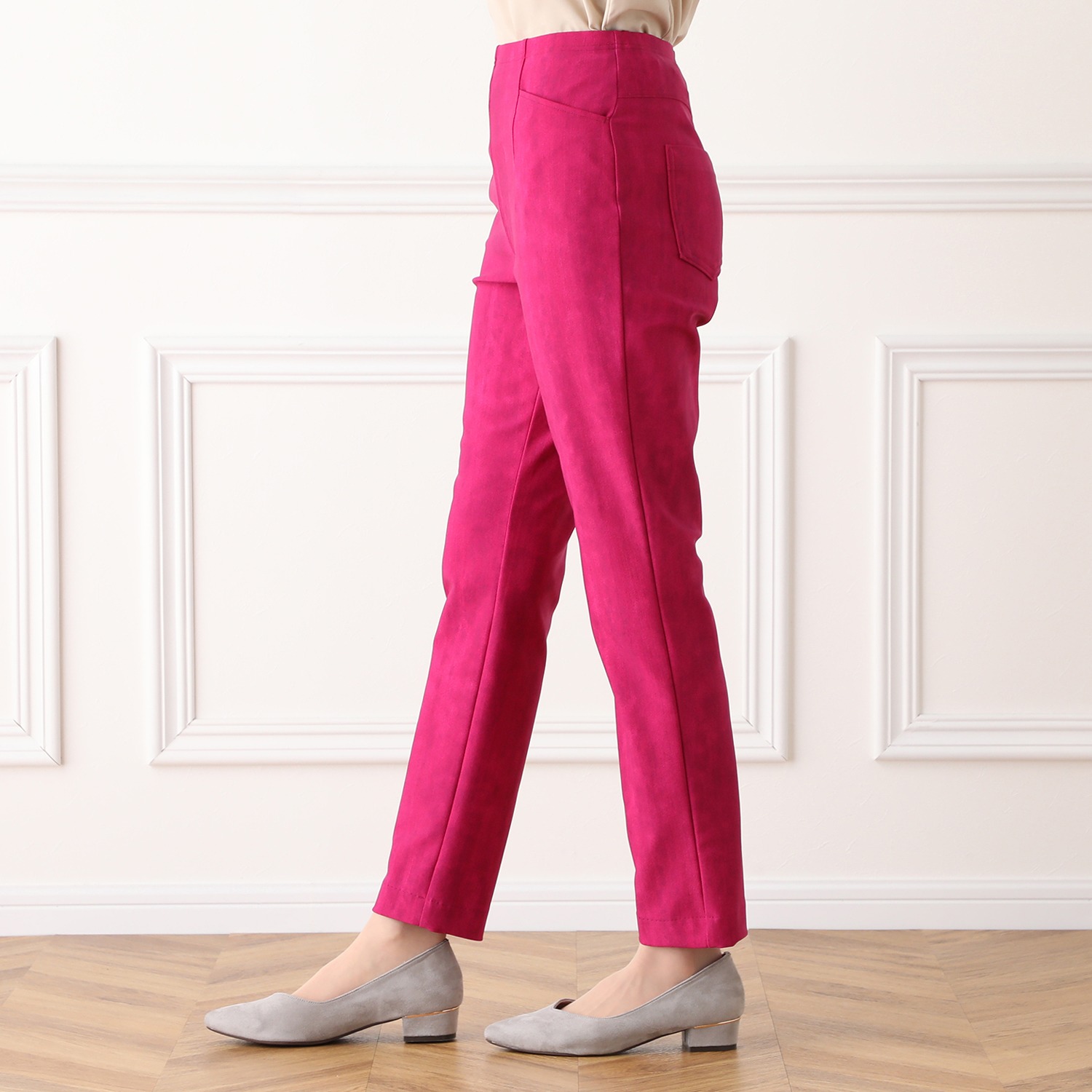 ピーツー ハイテンション カラーデニムプリント スリムパンツ